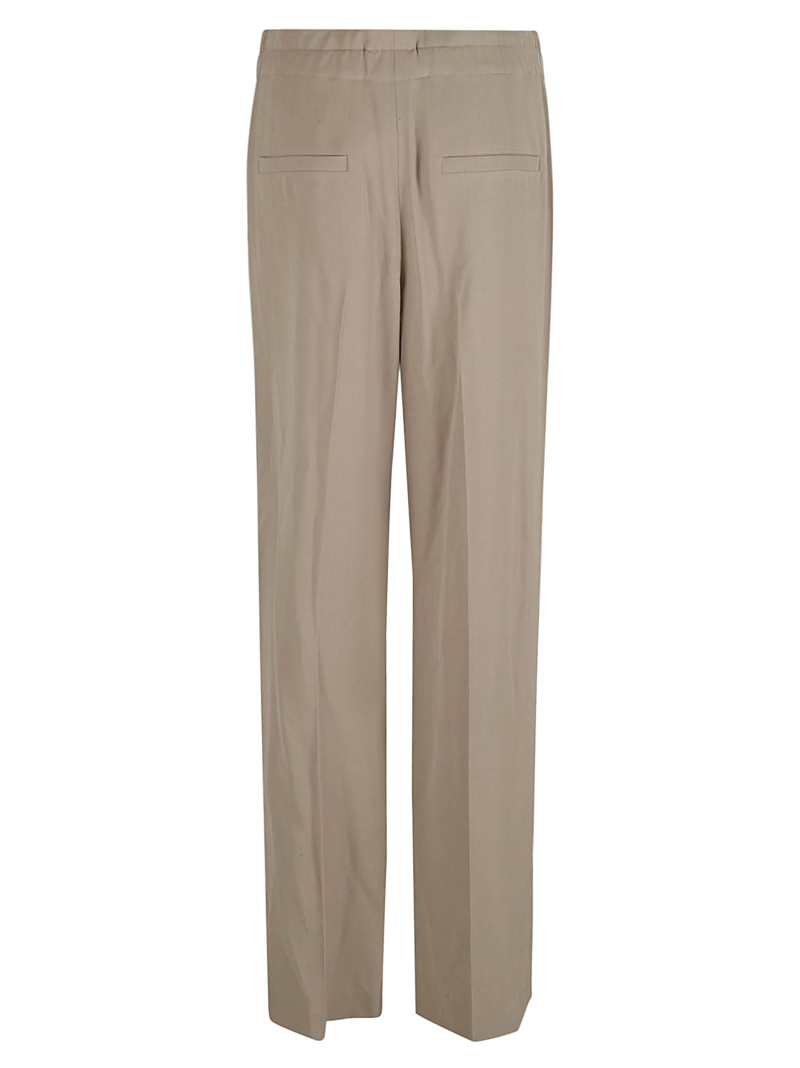 Shop Brunello Cucinelli Fluid Wool Straight Leg Trousers In Dark Beige