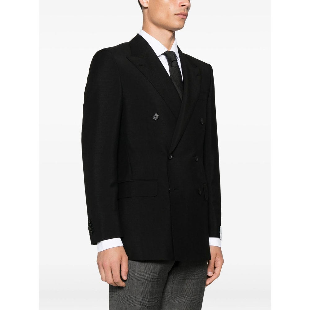 Caruso Double-breasted Blazer In Black
