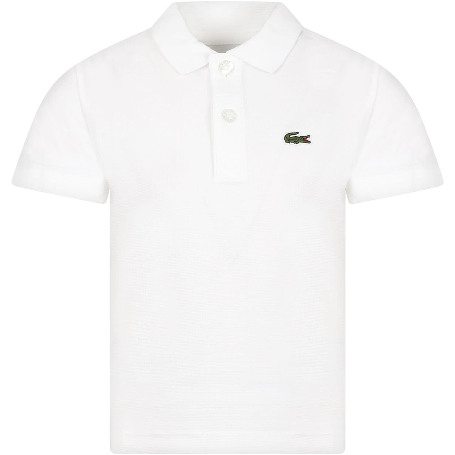 Lacoste Kids' White Polo For Boy With Iconic Logo
