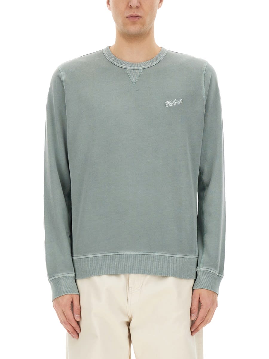 Woolrich Logo-embroidered Sweatshirt In Green