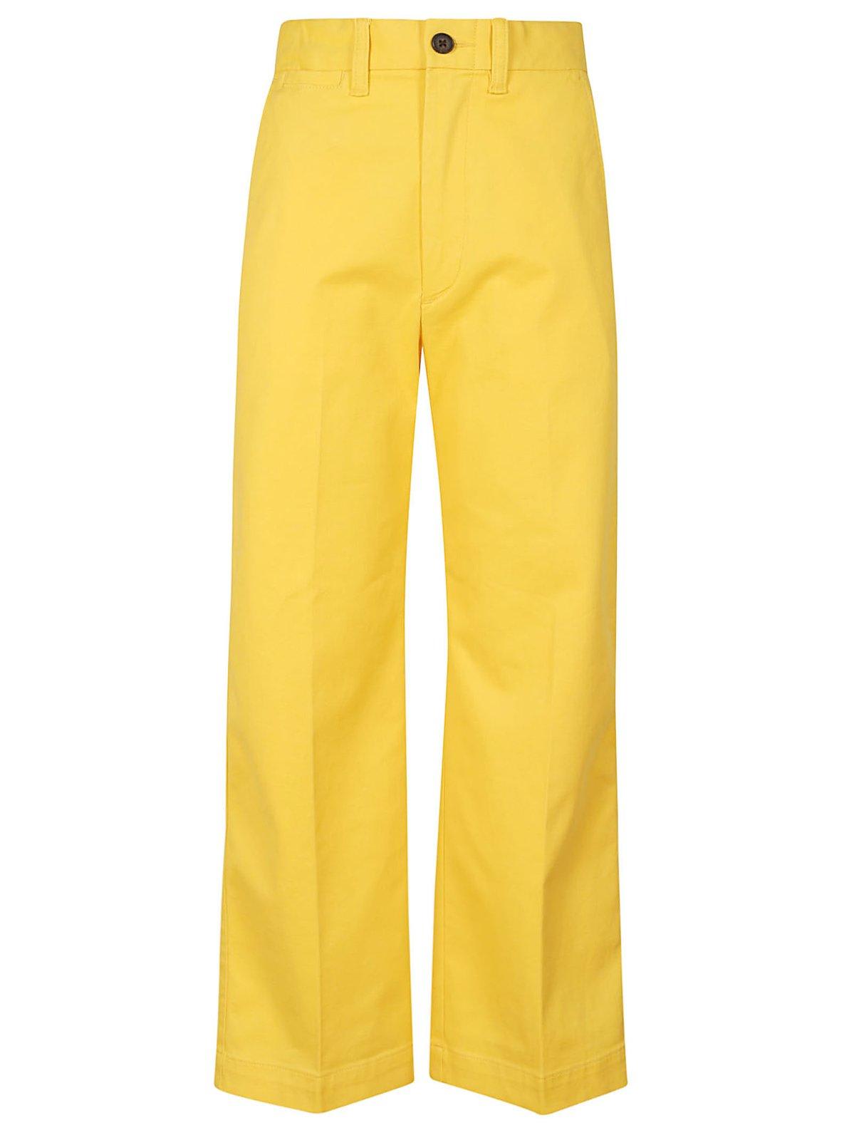 Shop Ralph Lauren Chino Wide-leg Pants In Chrome Yellow