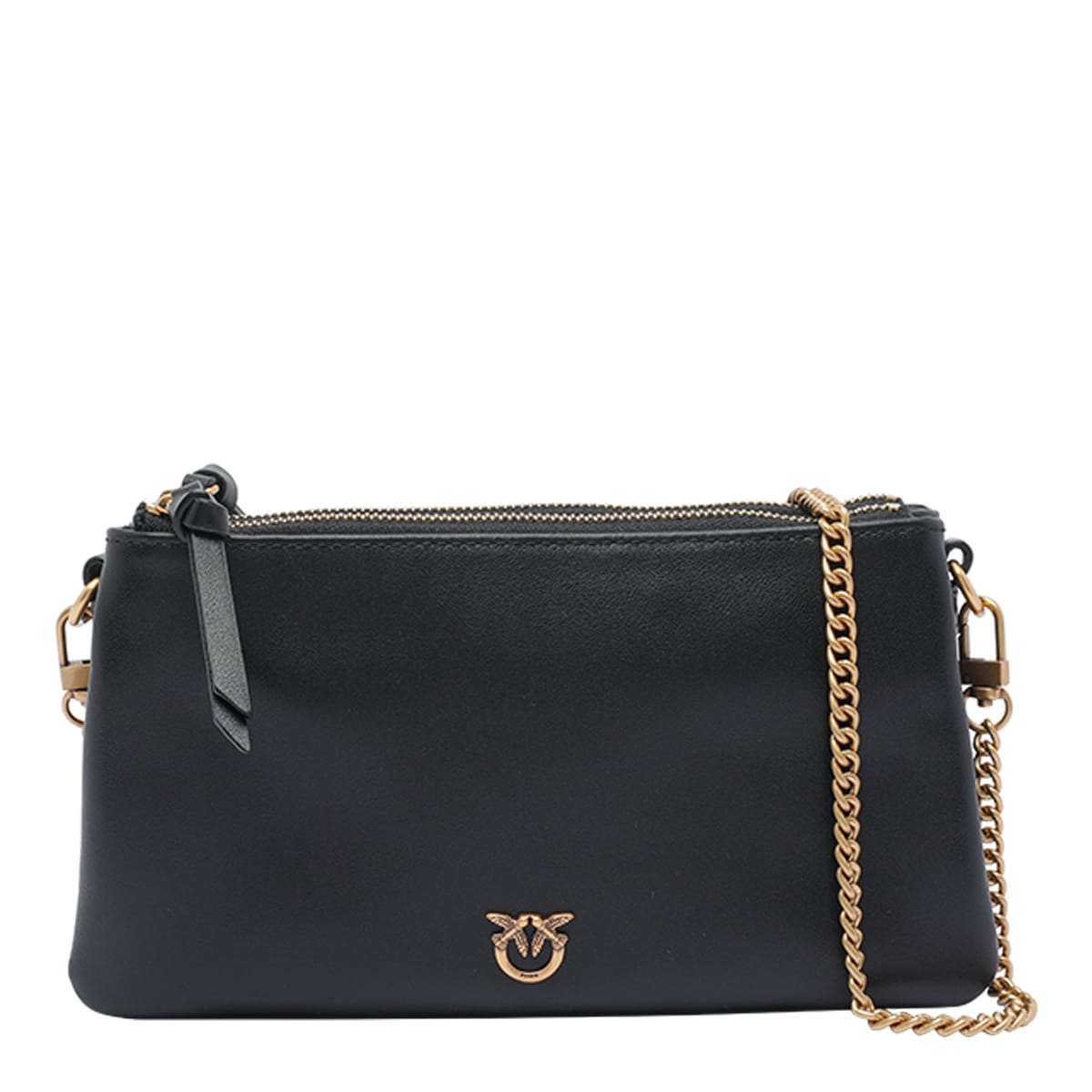 Pinko Shoulder Bag With Chain Strap And Smooth Finish In Black