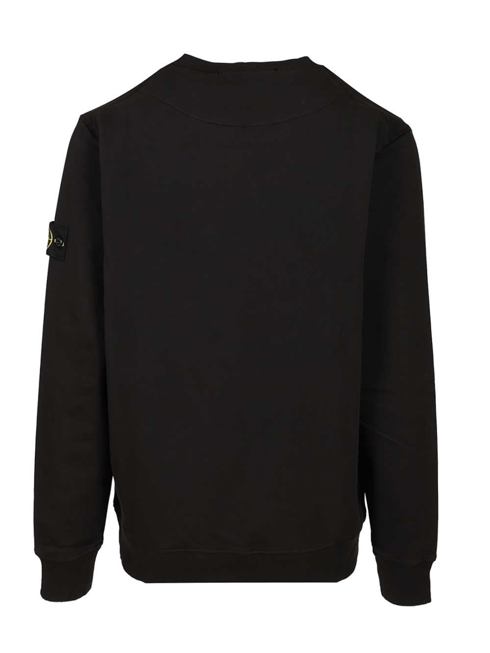 Stone Island Organic Cotton Crewneck Sweatshirt In Black