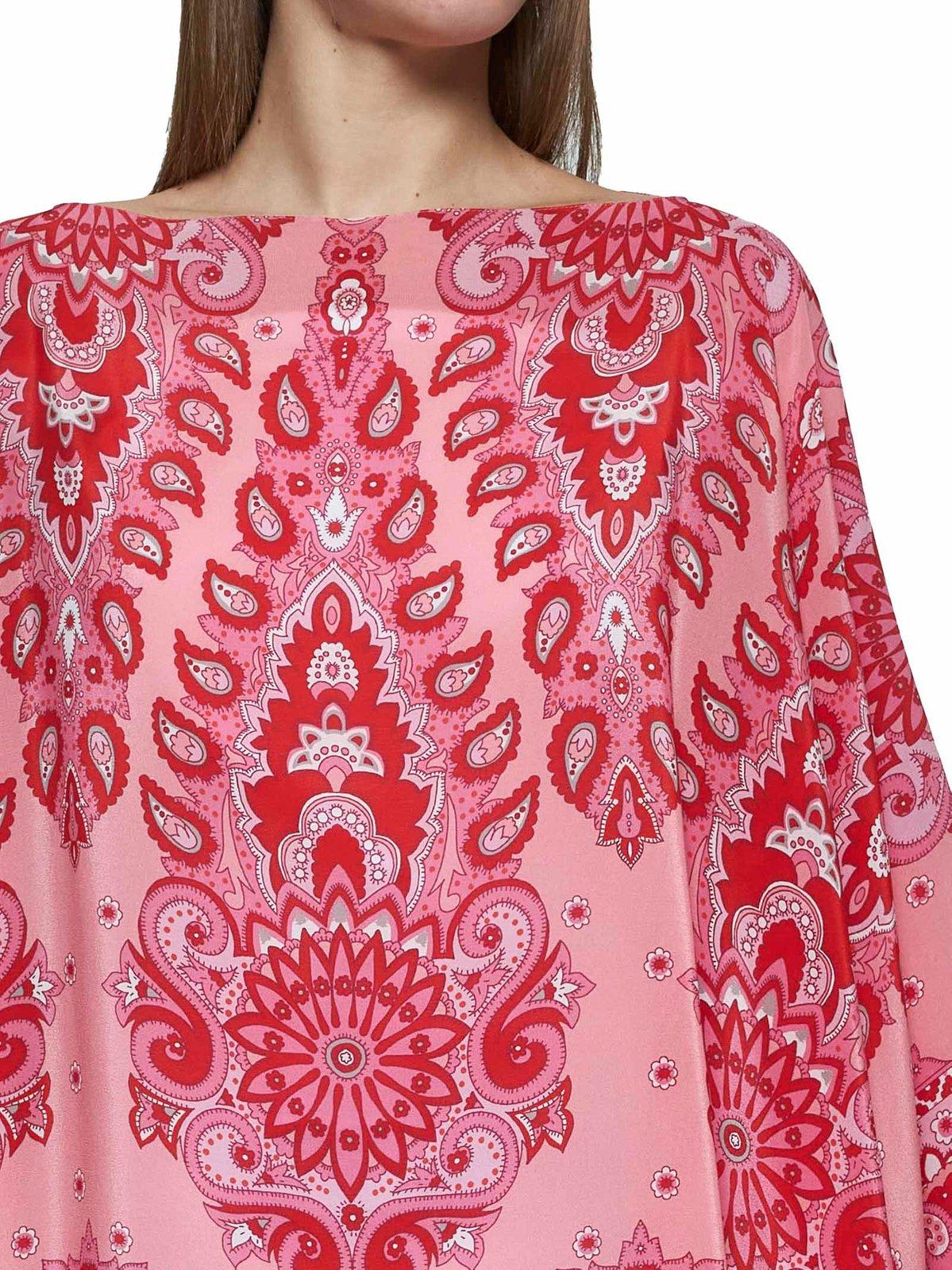 Etro Pink Paisley Silk Poncho In Pink