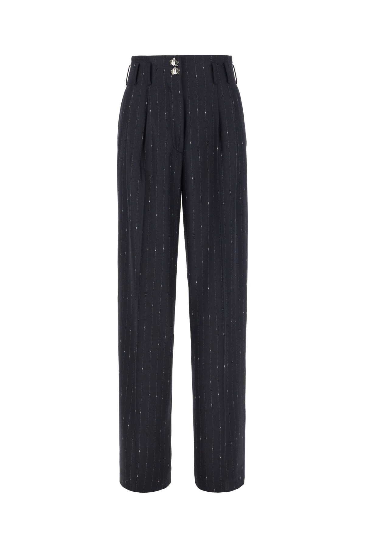 GENNY NAVY BLUE STRETCH WOOL BLEND PANTS 