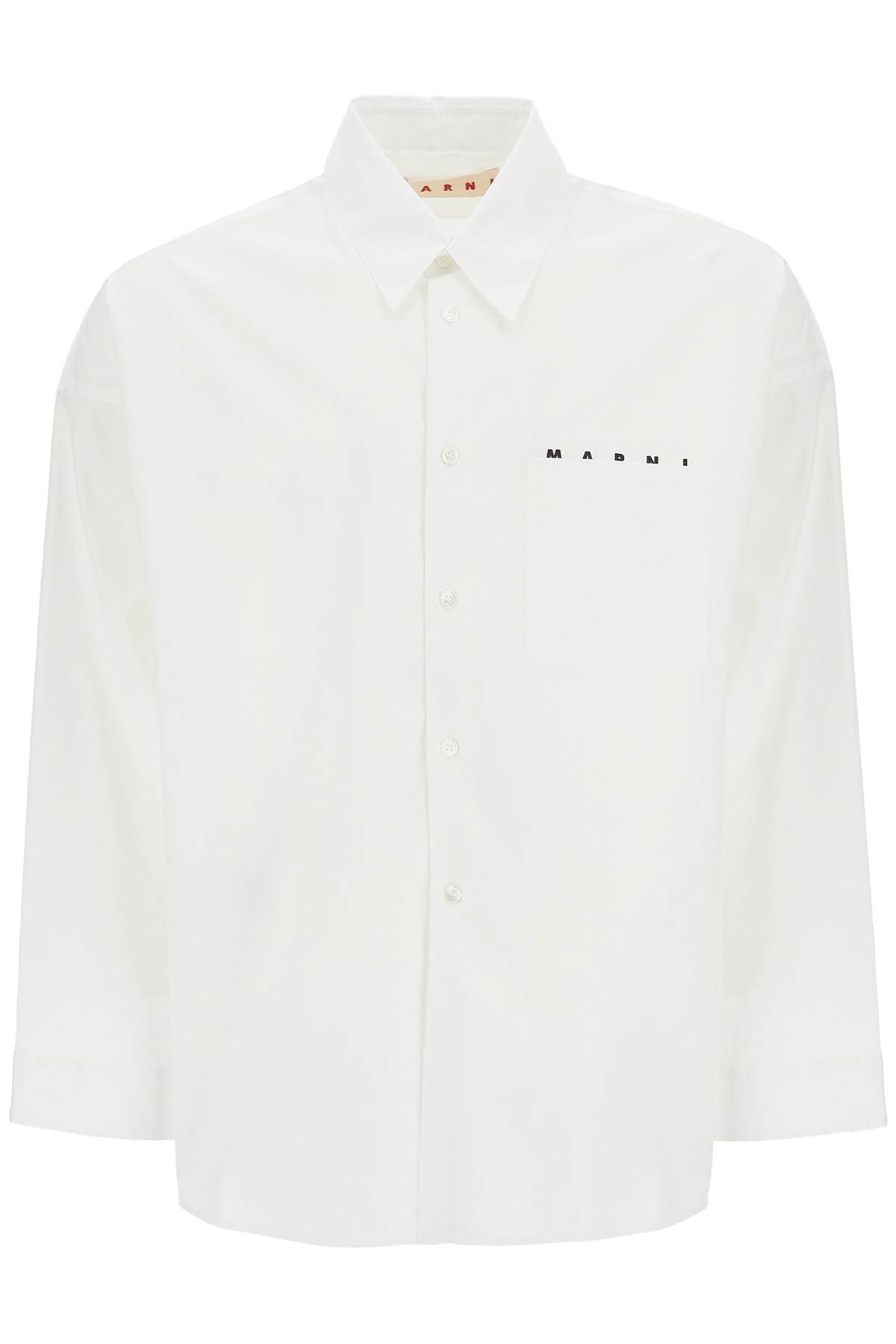 Shop Marni Boxy Shirt With Pocket Detail In Lily White. (white)