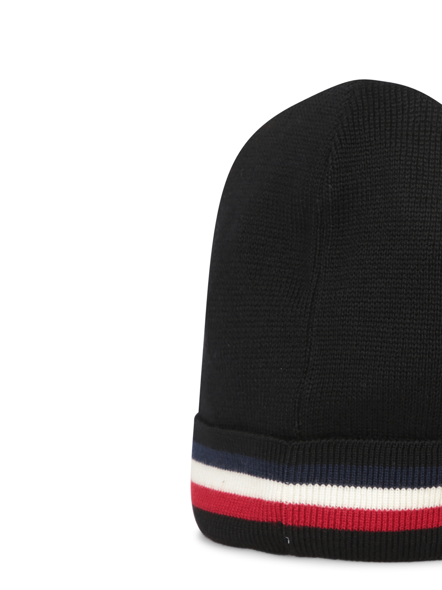 Shop Moncler Black Beanie With Logo And Band