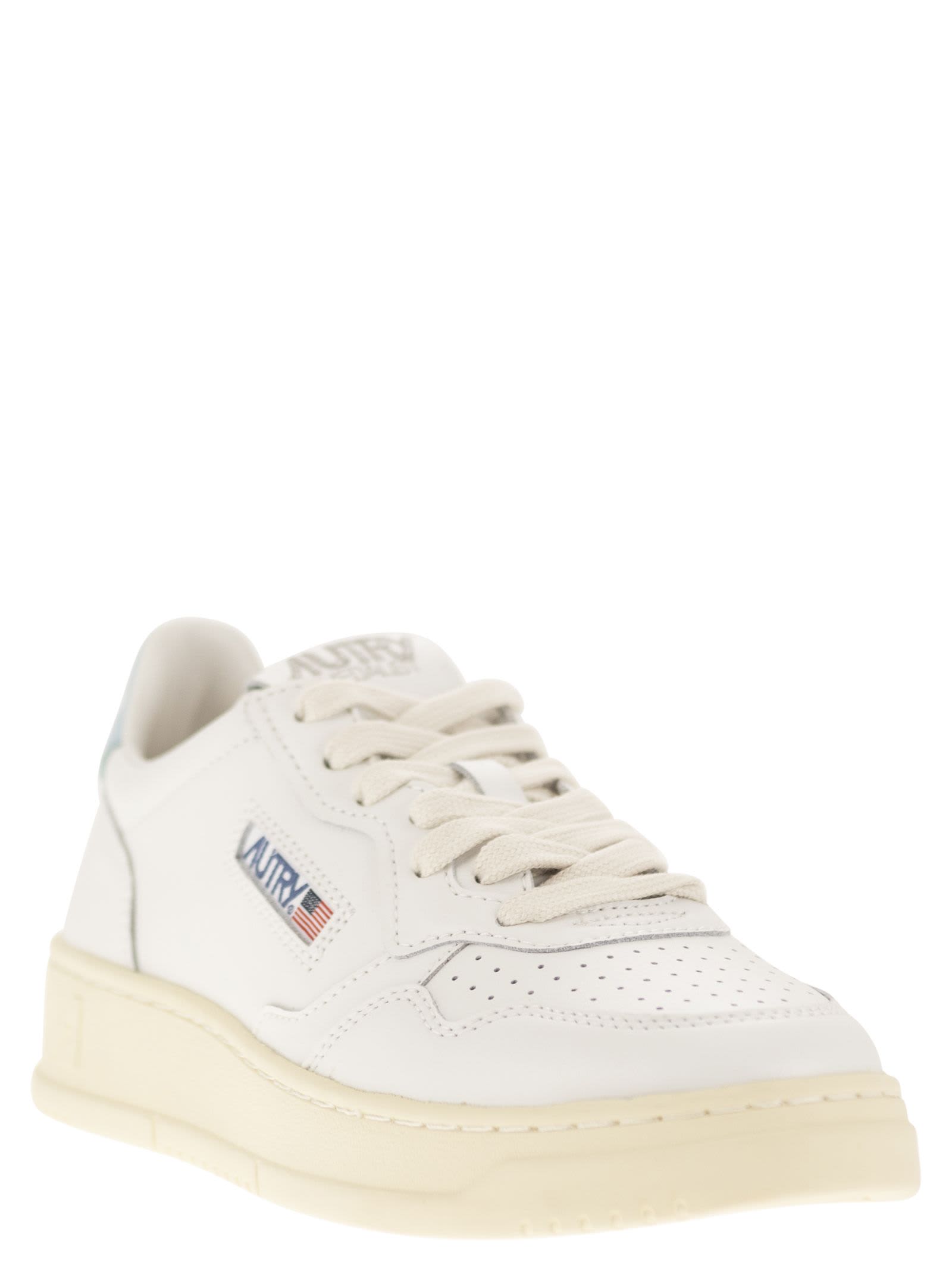 Shop Autry Medalist Low - Leather Sneakers In White Str Blue