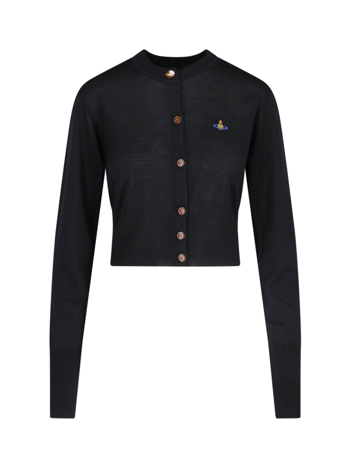 Vivienne Westwood Logo Crop Cardigan In Nero