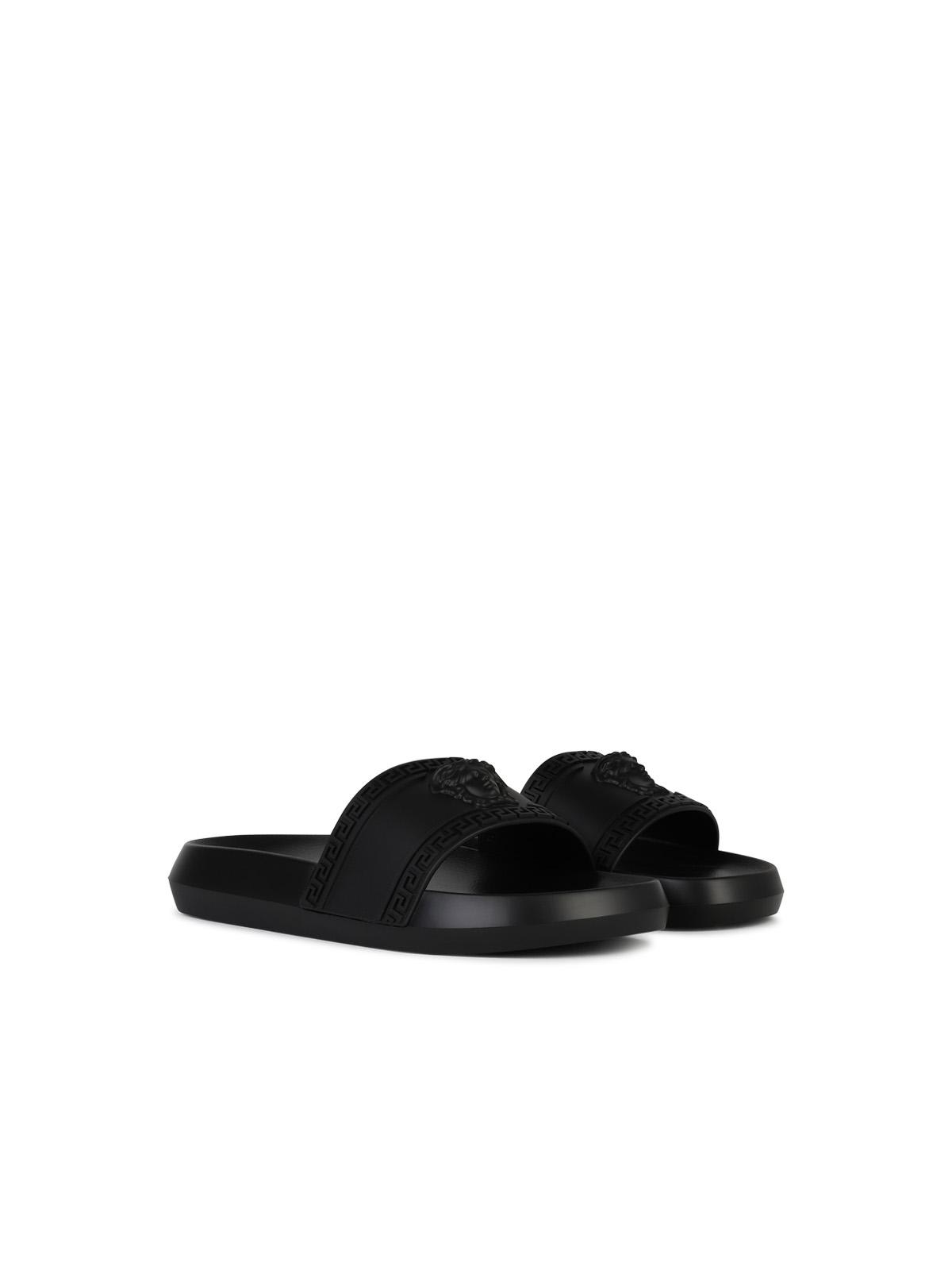 Shop Versace Black Rubber Slippers