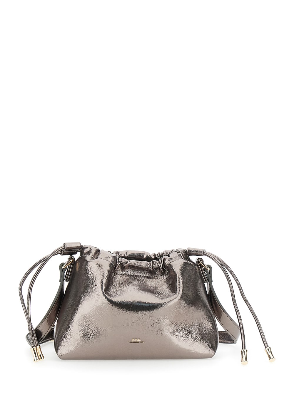 Apc A.p.c. Shoulder Bag With Metallic Drawstring In Silver