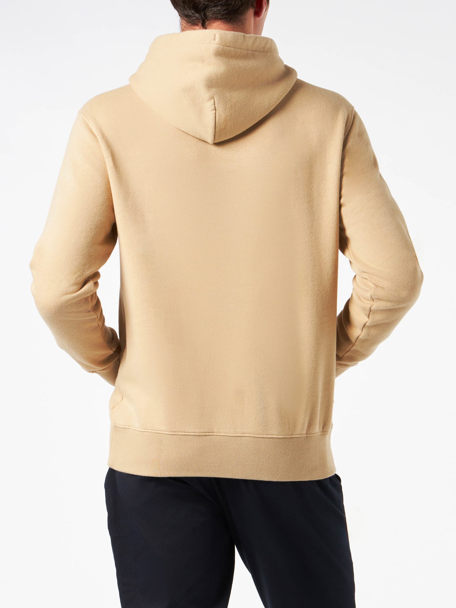 Shop Mc2 Saint Barth Man Beige Hoodie With Cortina Patch In Green