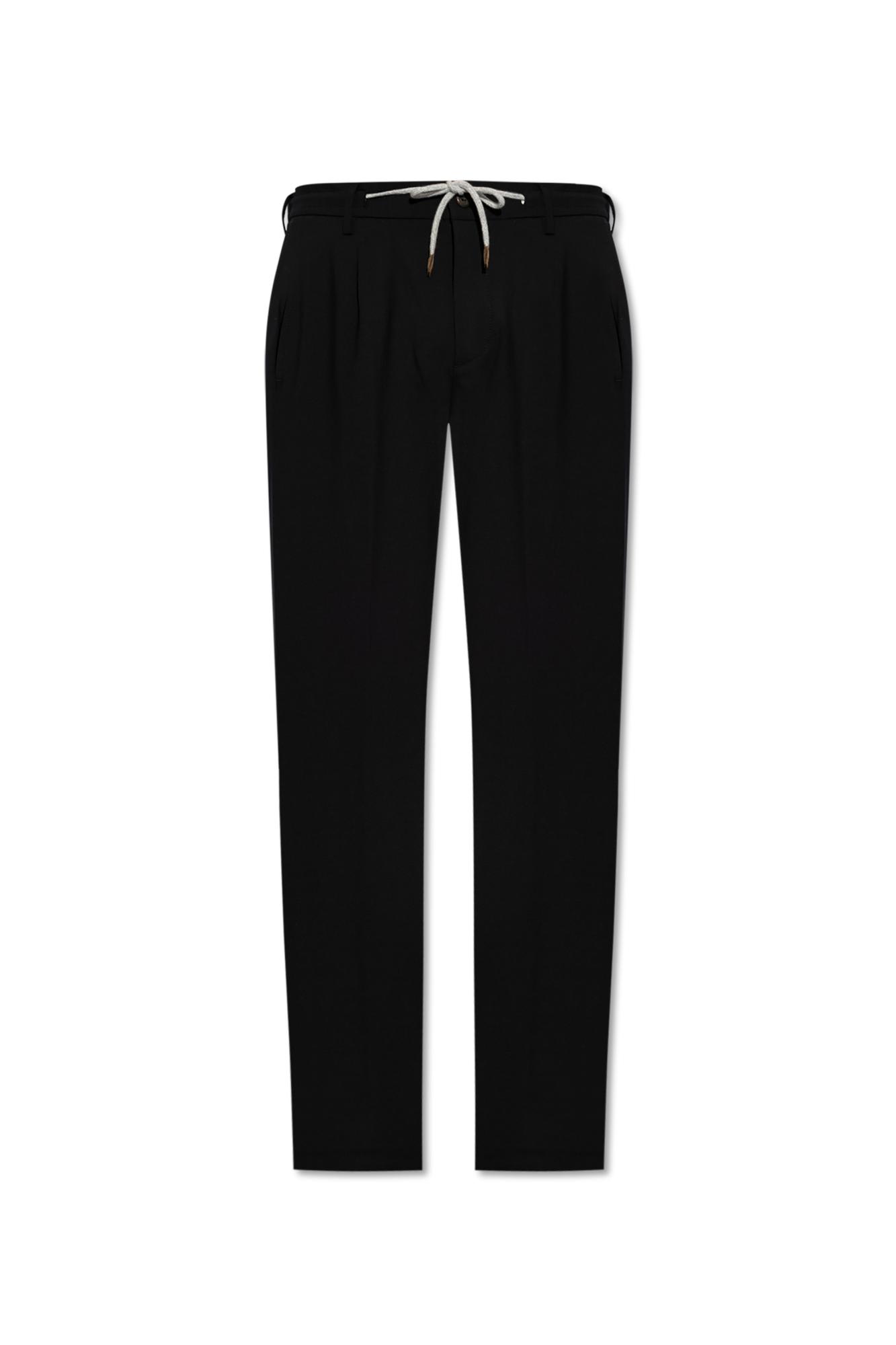Eleventy Wool Pants With Tapered Legs In Black