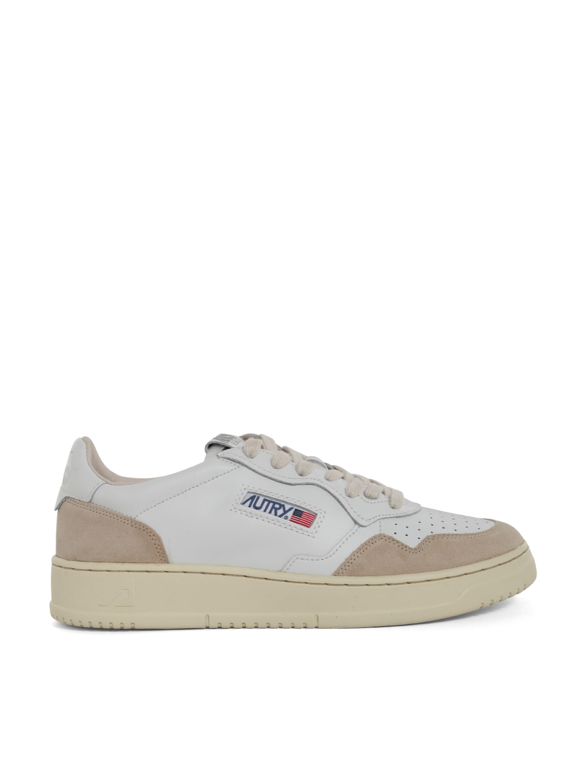 AUTRY MEDALIST LOW MAN LEAT SUEDE WHITE