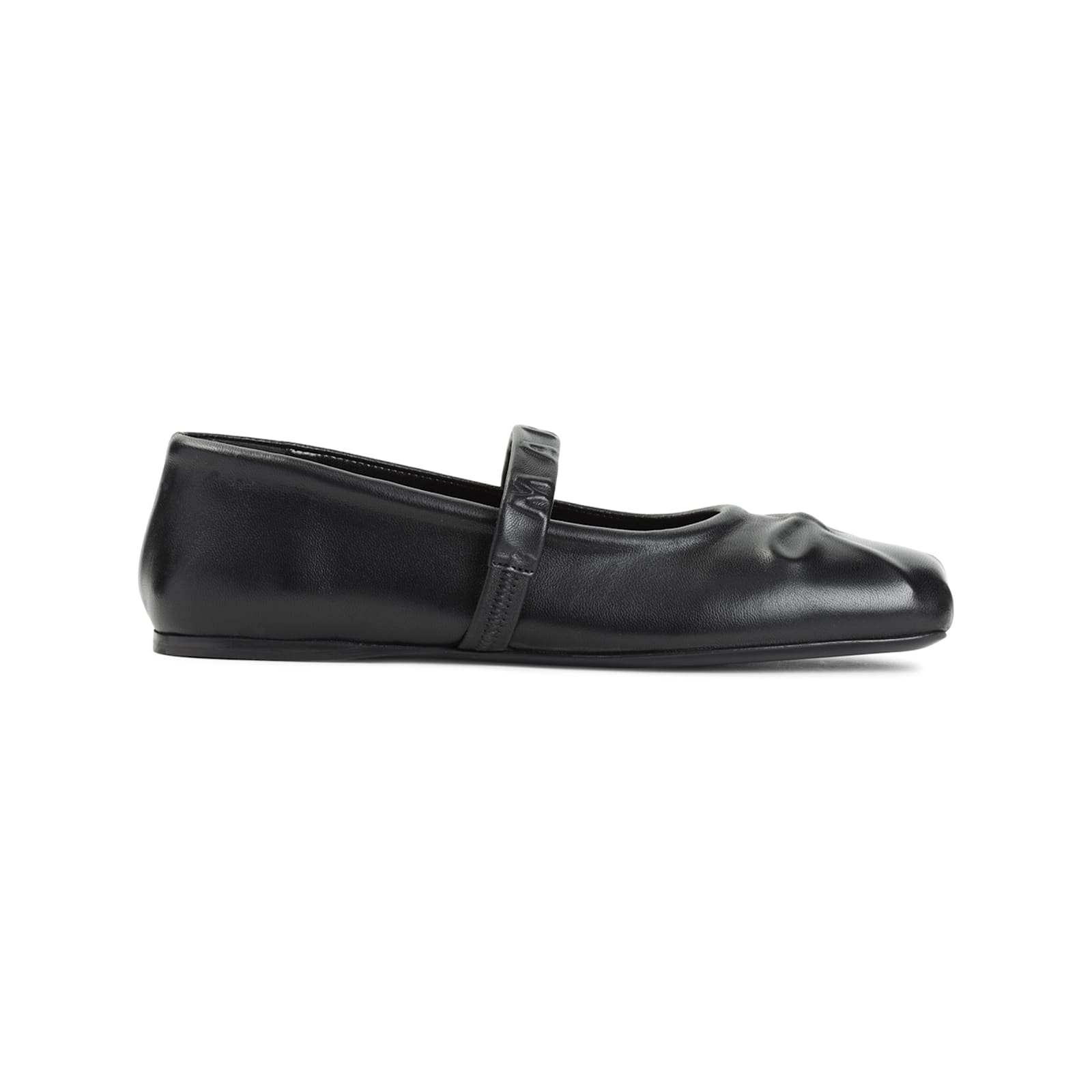 Marni Ruched Ovine Leather Black Sandals In Black