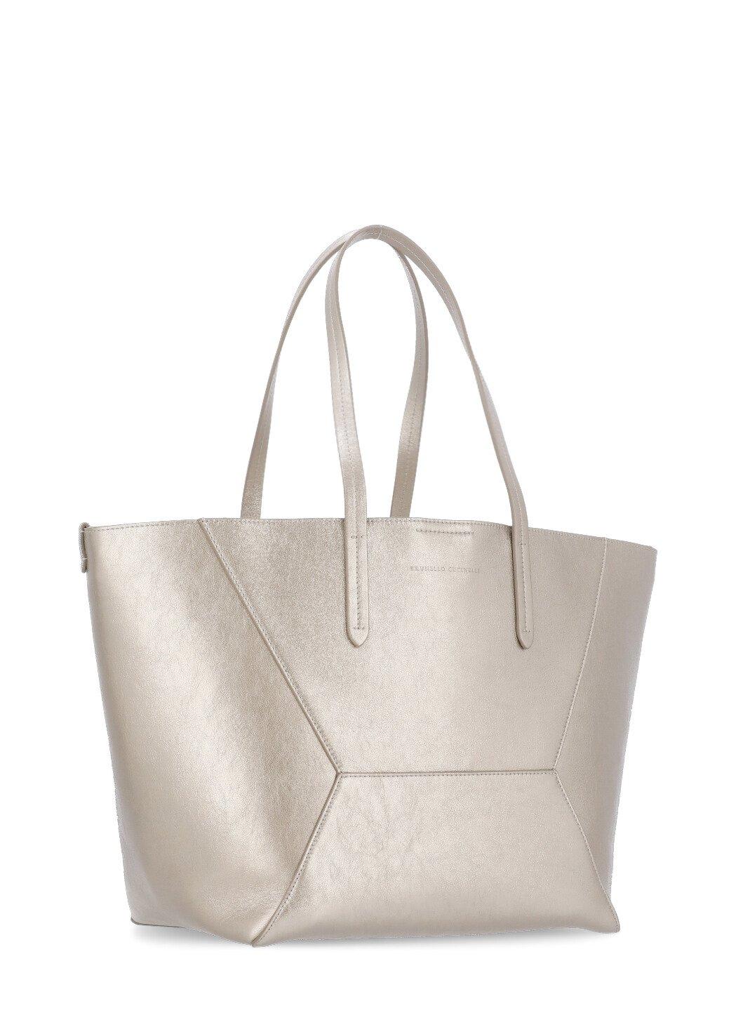 Shop Brunello Cucinelli Logo Pochette Tote Bag In Grey