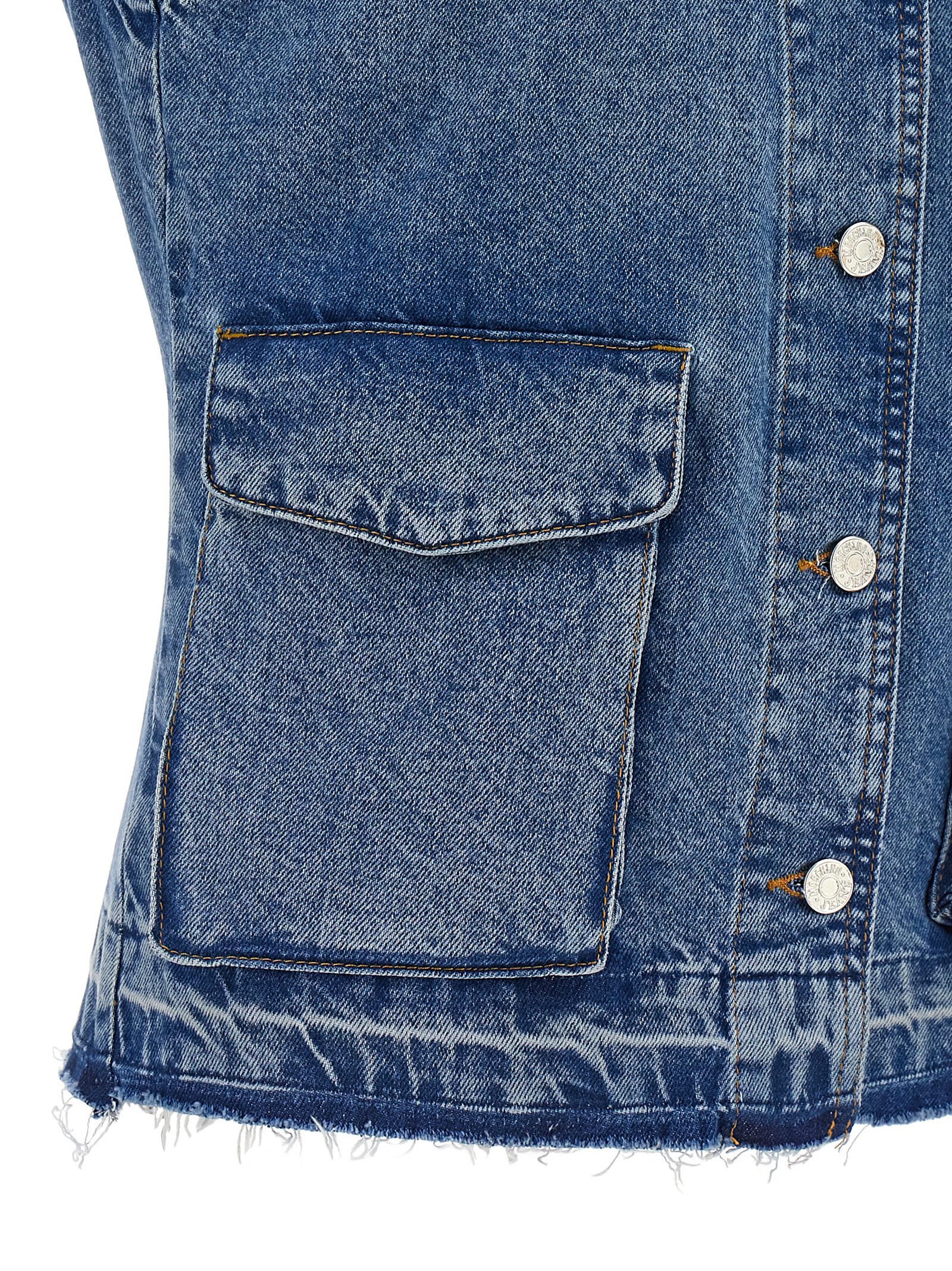 Shop M05ch1n0 Jeans Denim Vest In Light Blue