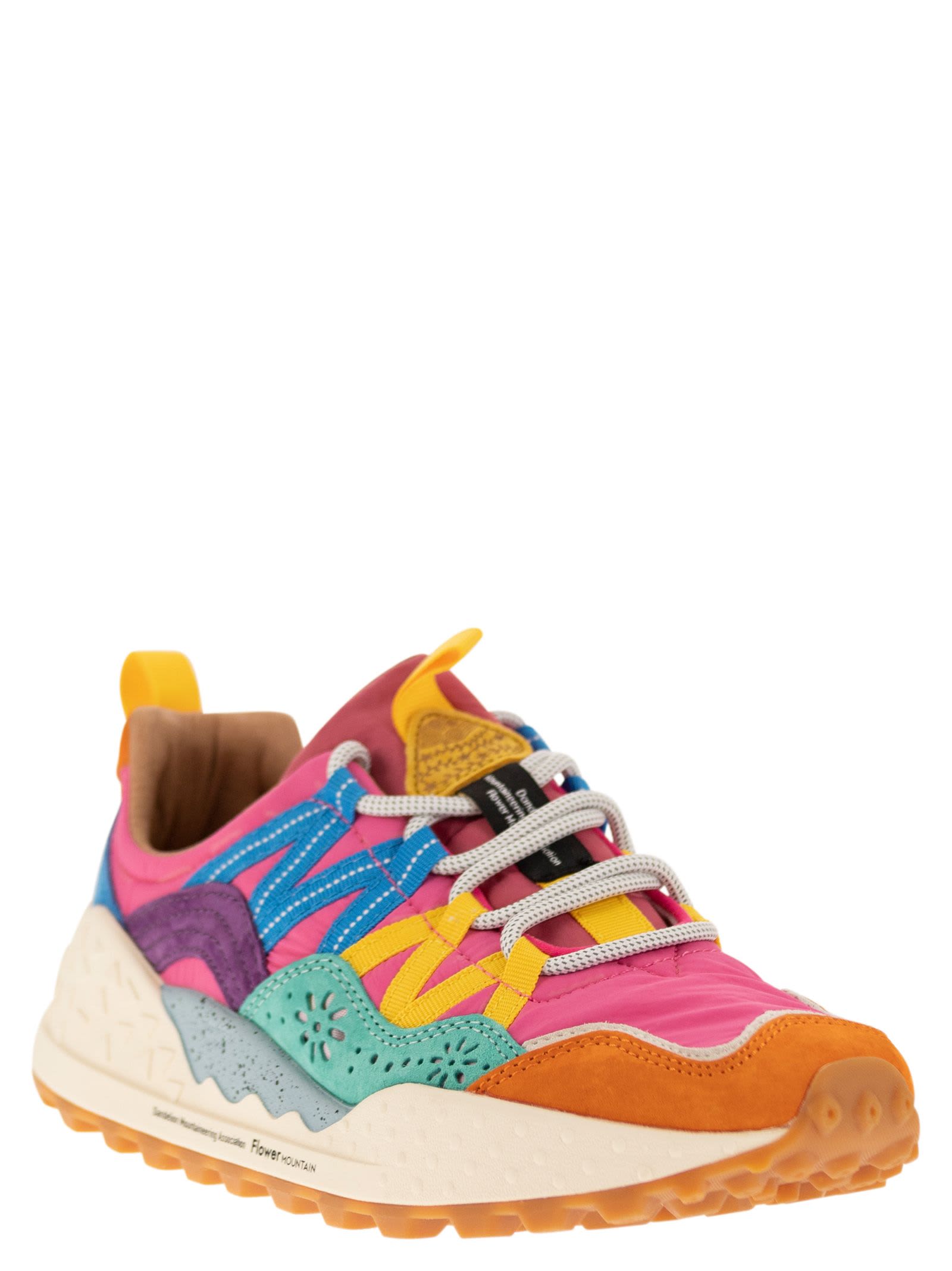 Shop Flower Mountain Washi - Sneakers In Suede And Technical Fabric In Orange