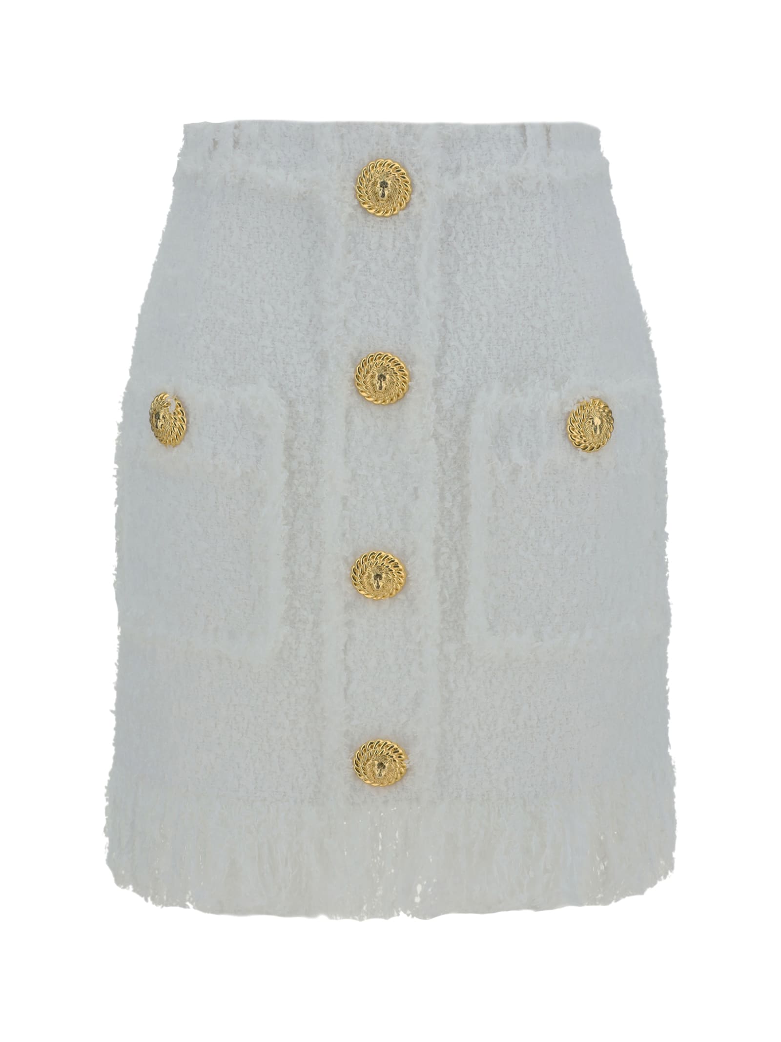 Shop Balmain Mini Skirt In White