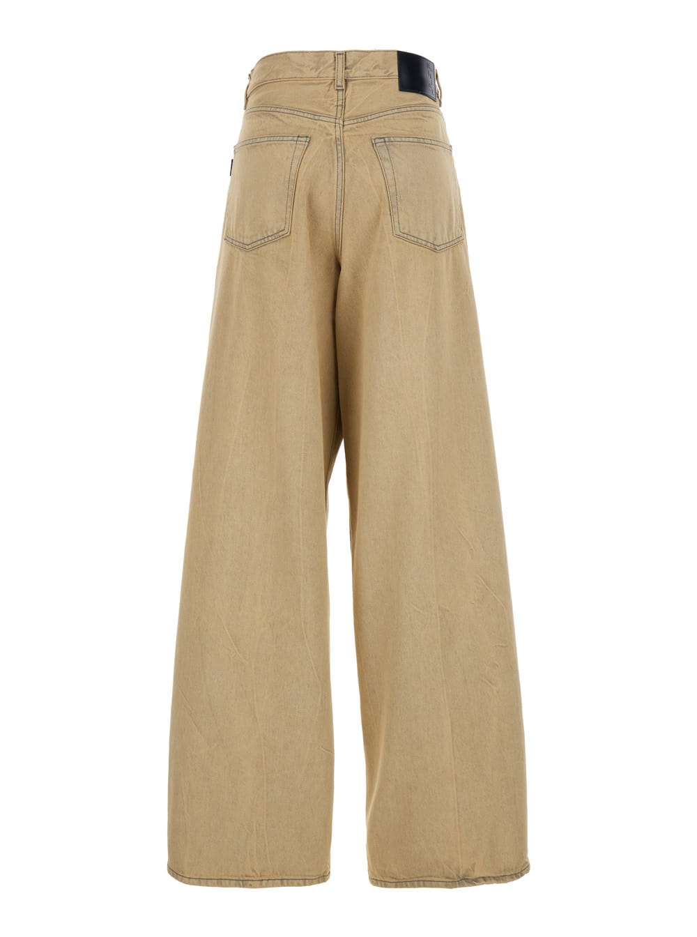 Haikure Beige Five-pocket Jeans With Patch Logo On The Back