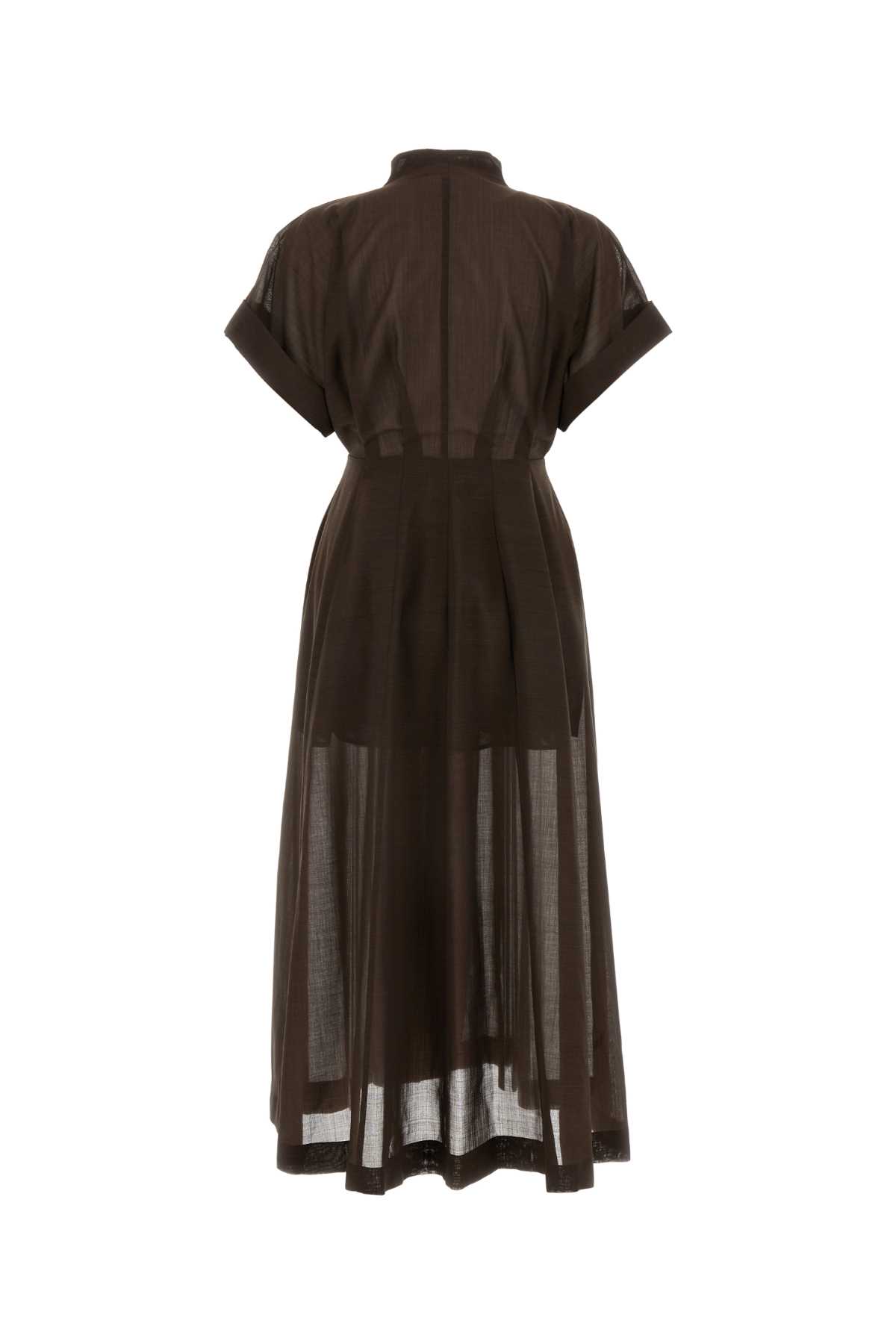 Shop Philosophy Di Lorenzo Serafini Chocolate Wool Blend Dress In 0102