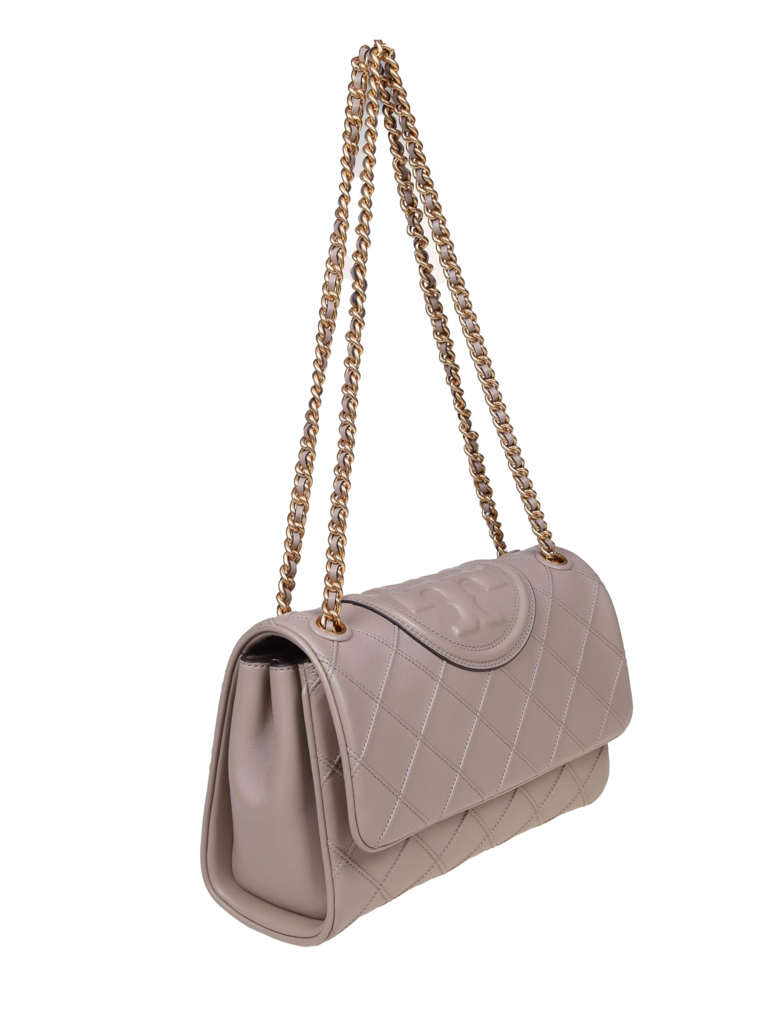 Shop Tory Burch Fleming Soft Convertible Leather Shoulder Bag In Clay