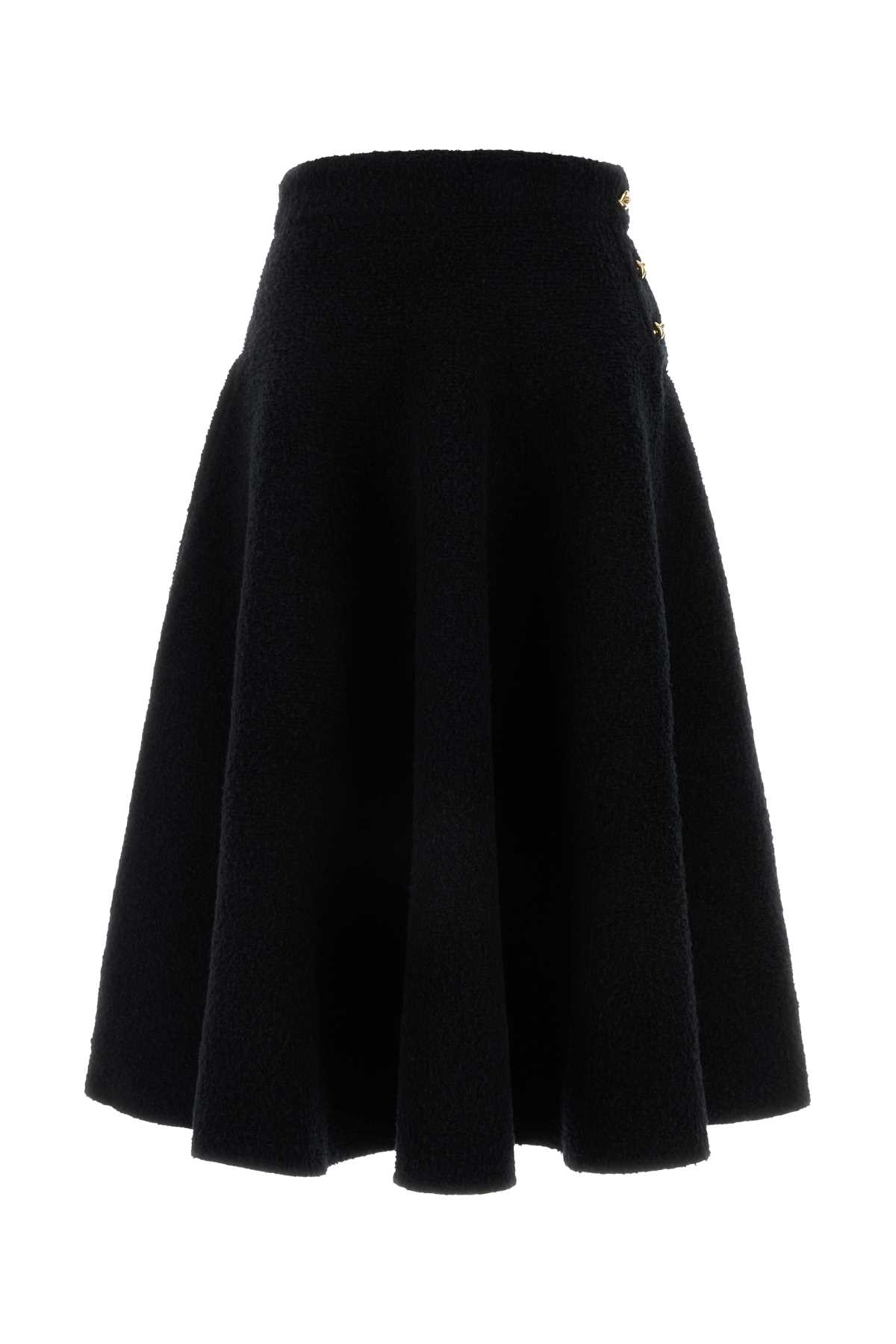 Black Stretch Cotton Blend Skirt