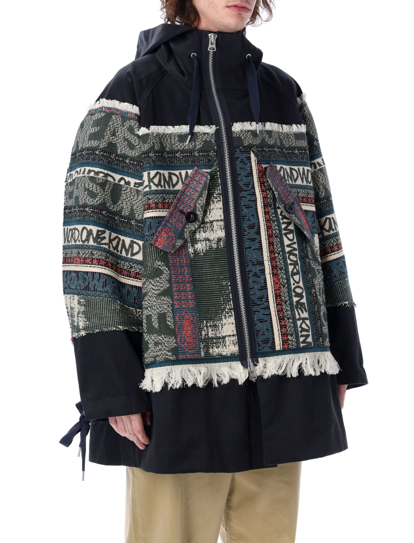 Sacai Eric Haze Jacquard Hooded Blouson In Green | ModeSens