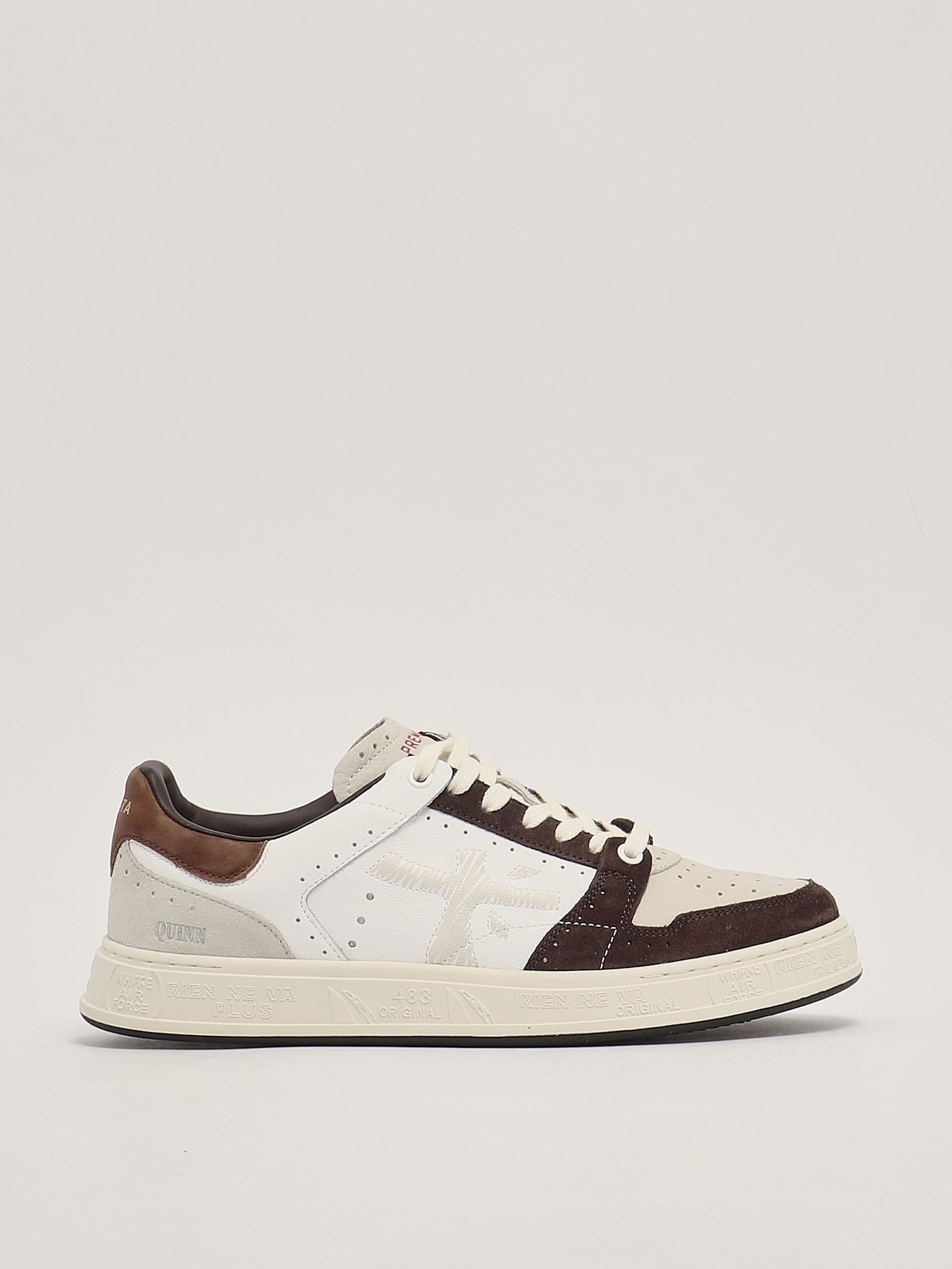 Premiata Quinn 7018 Sneaker In Bianco-marrone