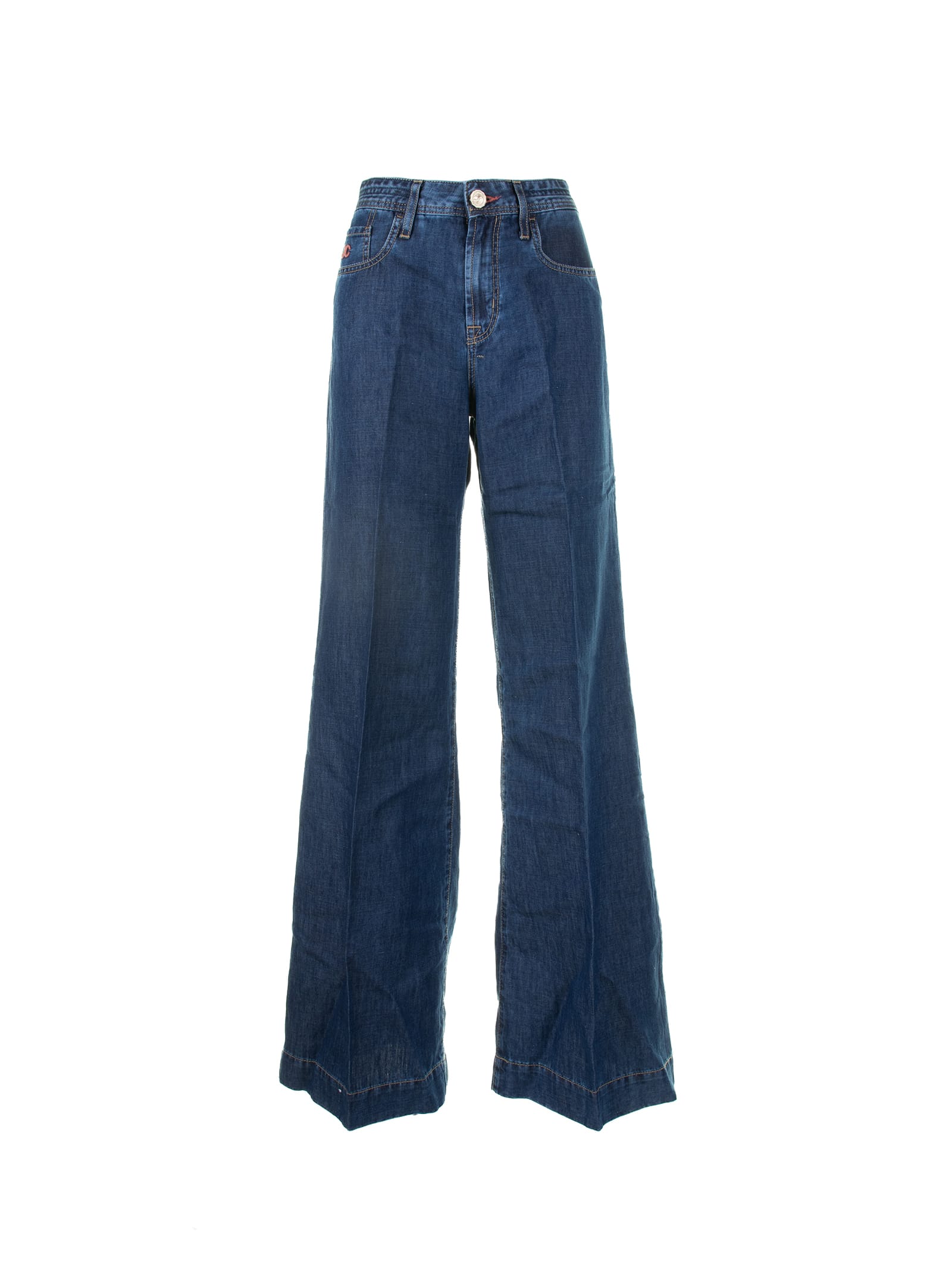 Shop Jacob Cohen Wide Leg Jeans In Dark Denim In Blu