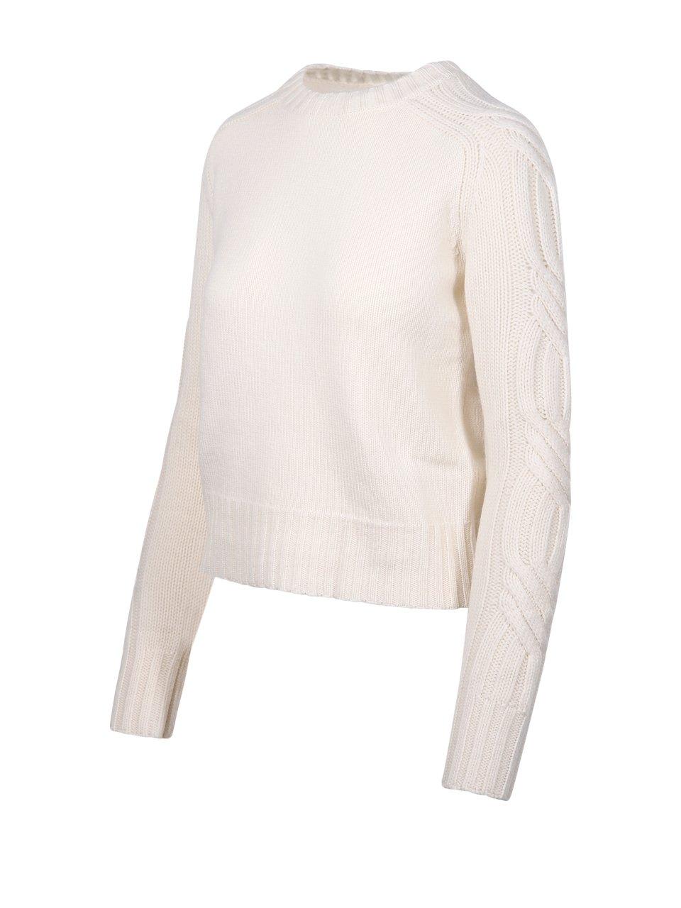 Shop Max Mara Crewneck Long-sleeved Jumper In White