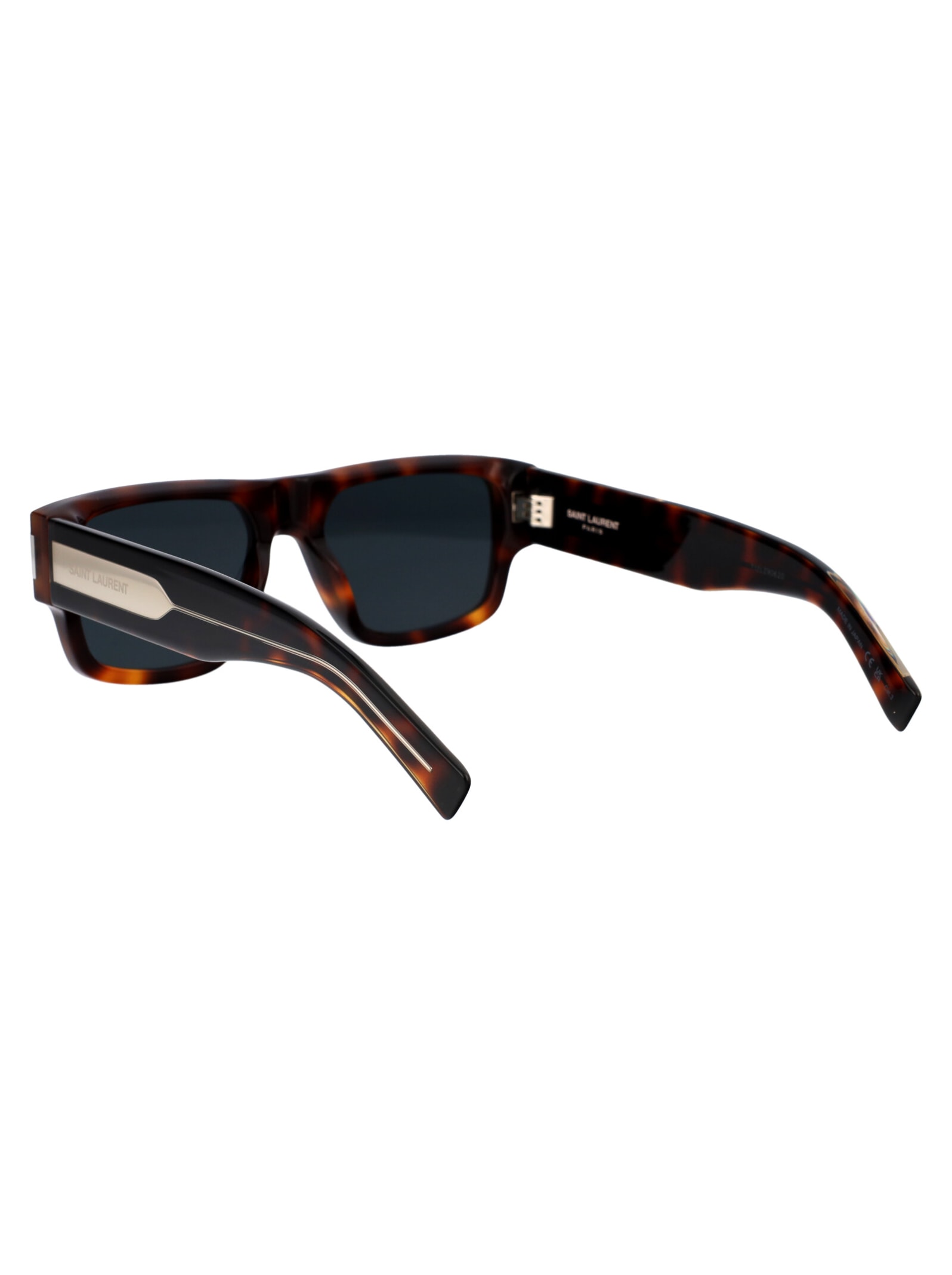 Saint Laurent Havana Crystal Black Acetate Sunglasses In Brown