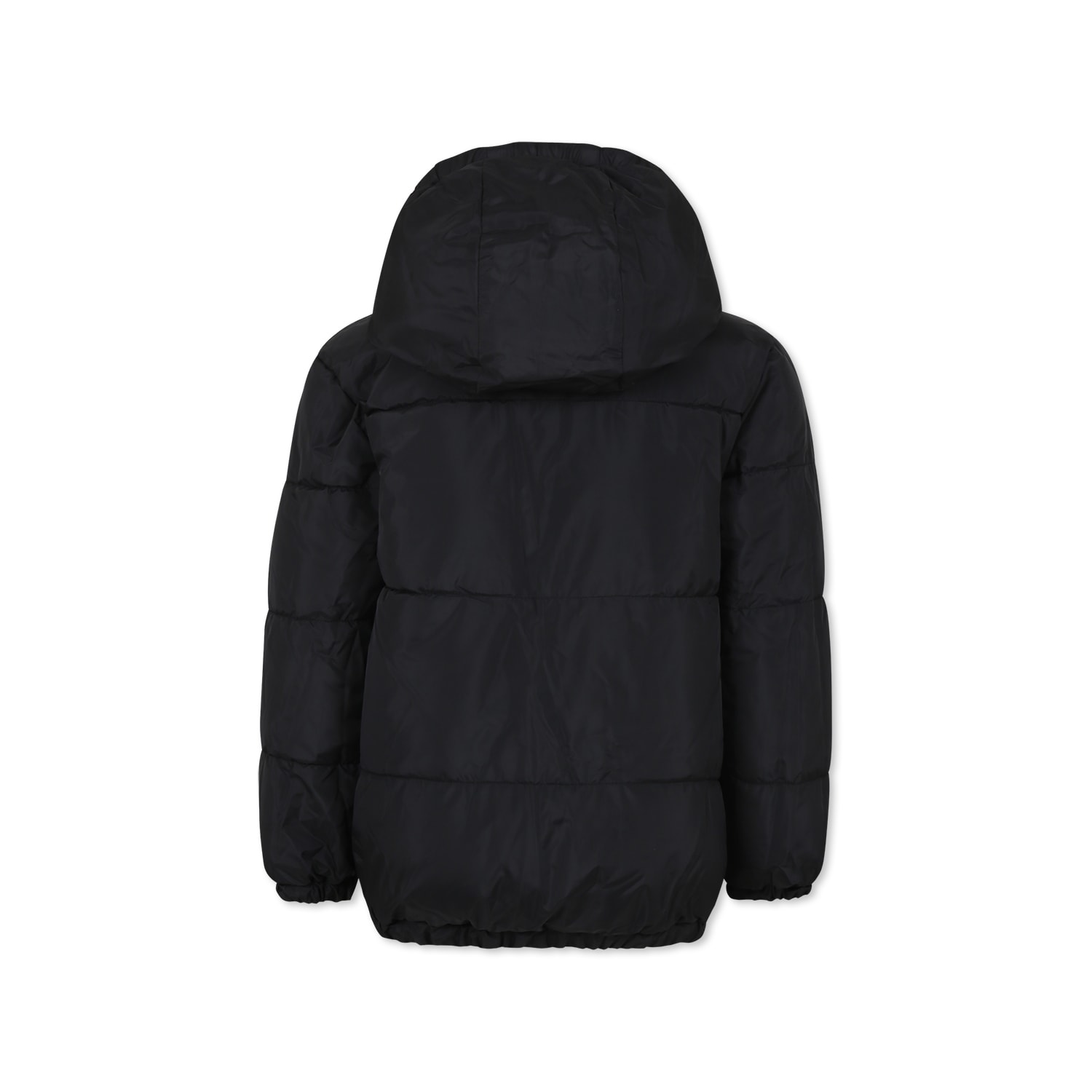 Dkny Black Reversible Down Jacket For Girl With Logo In Gray