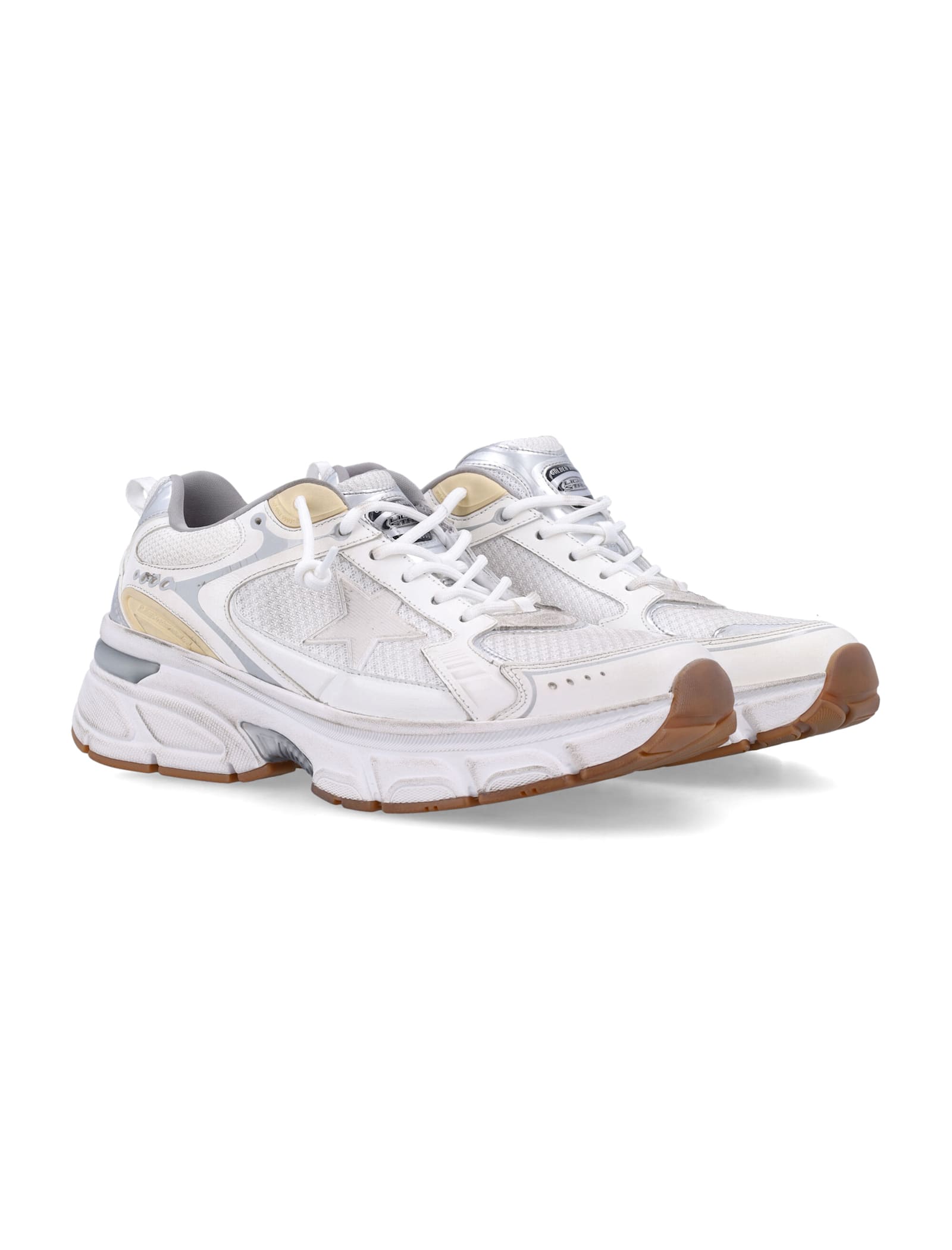 Golden Goose Lightstar Net Leather And Suede Upper Tpu Star Net Heel And Spur In White