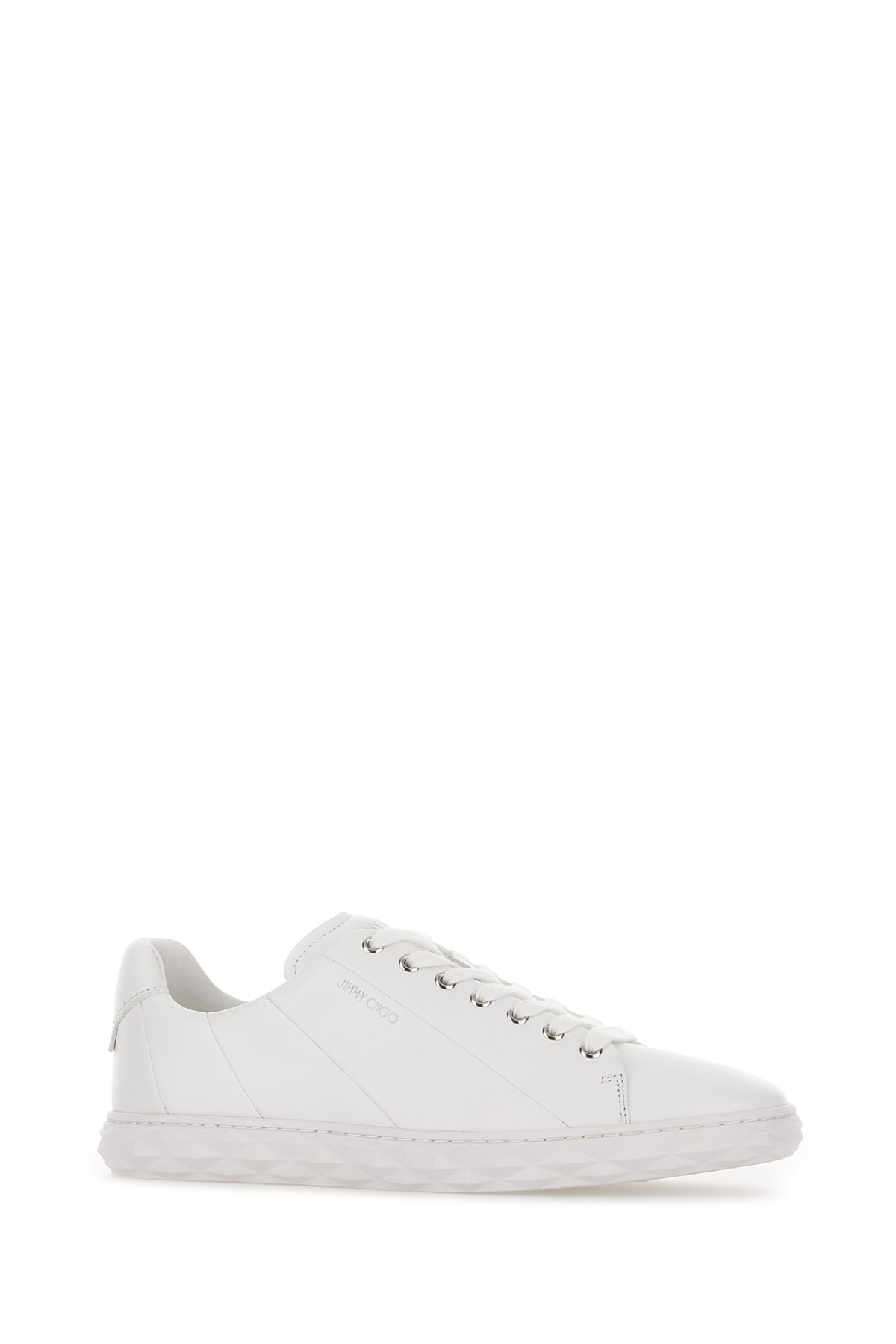 Shop Jimmy Choo White Leather Diamond Light Sneakers In Vwhitewhite