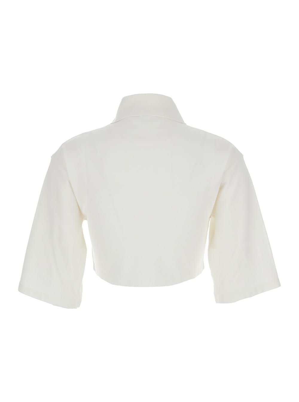 Shop Palm Angels White Crop Shirt In Cotton Woman