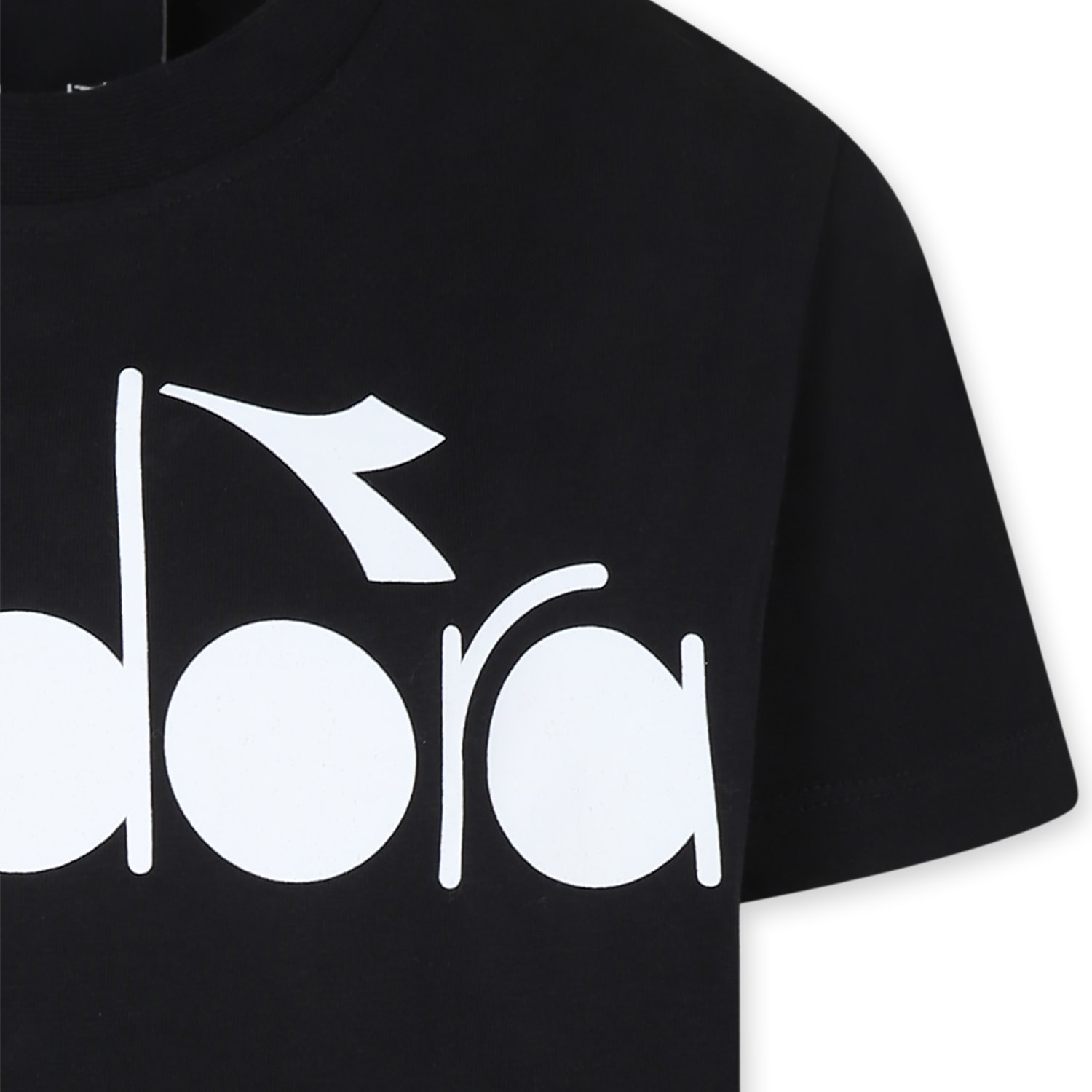 Shop Diadora Black T-shirt For Boy With Logo