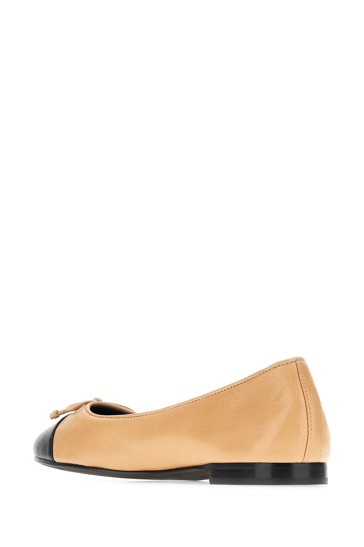 Shop Tory Burch Two-tone Leather Cap-toe Ballerinas In 200