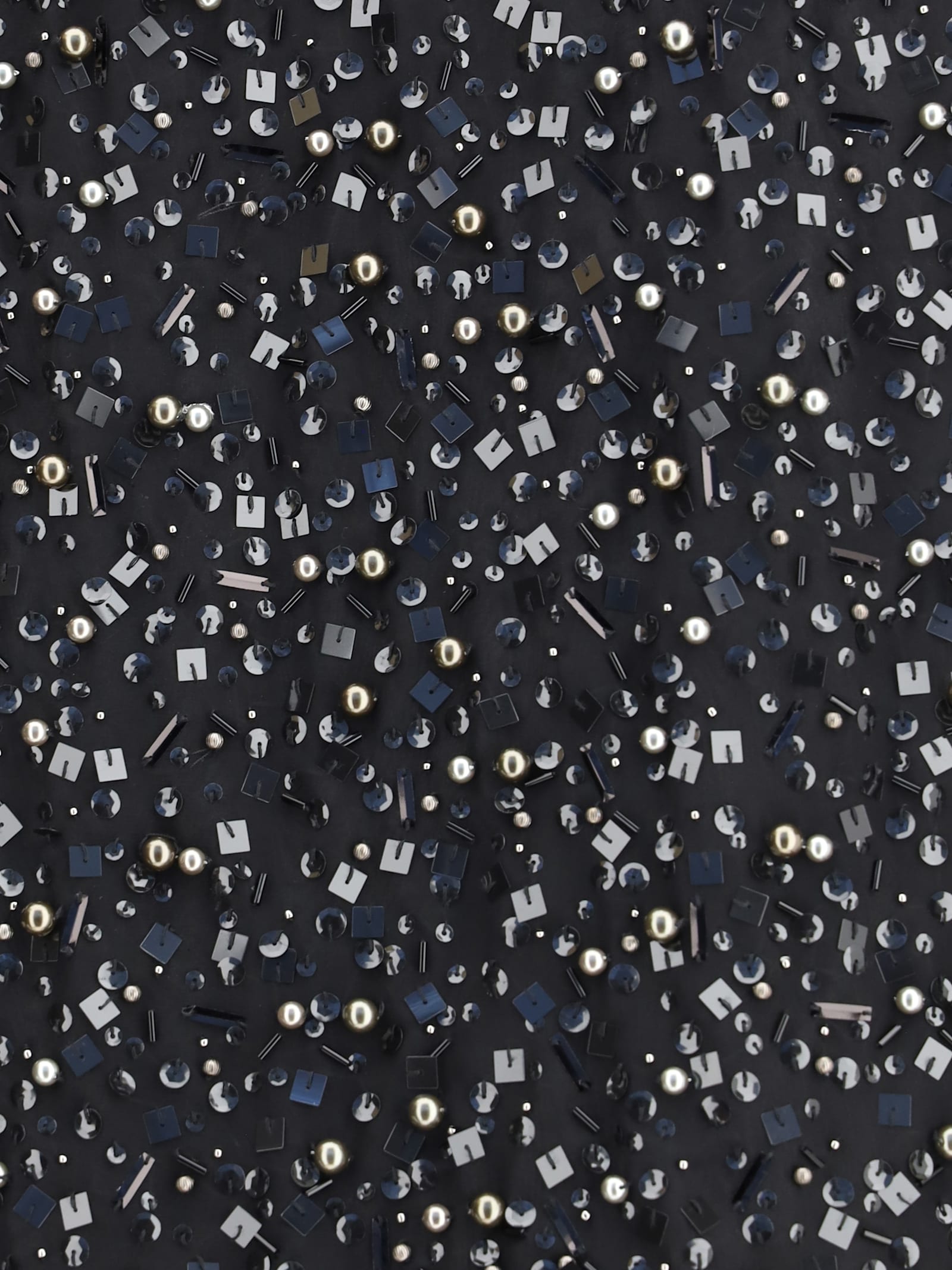 Sacai Sequin-embellished Rear Slit Skirt In Black