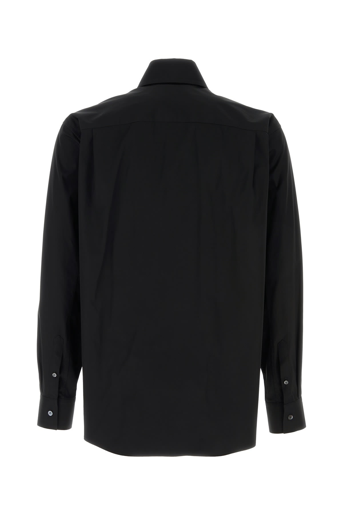 Alexander Mcqueen Poplin Shirt With Cuffed And Long Sleeves In Black