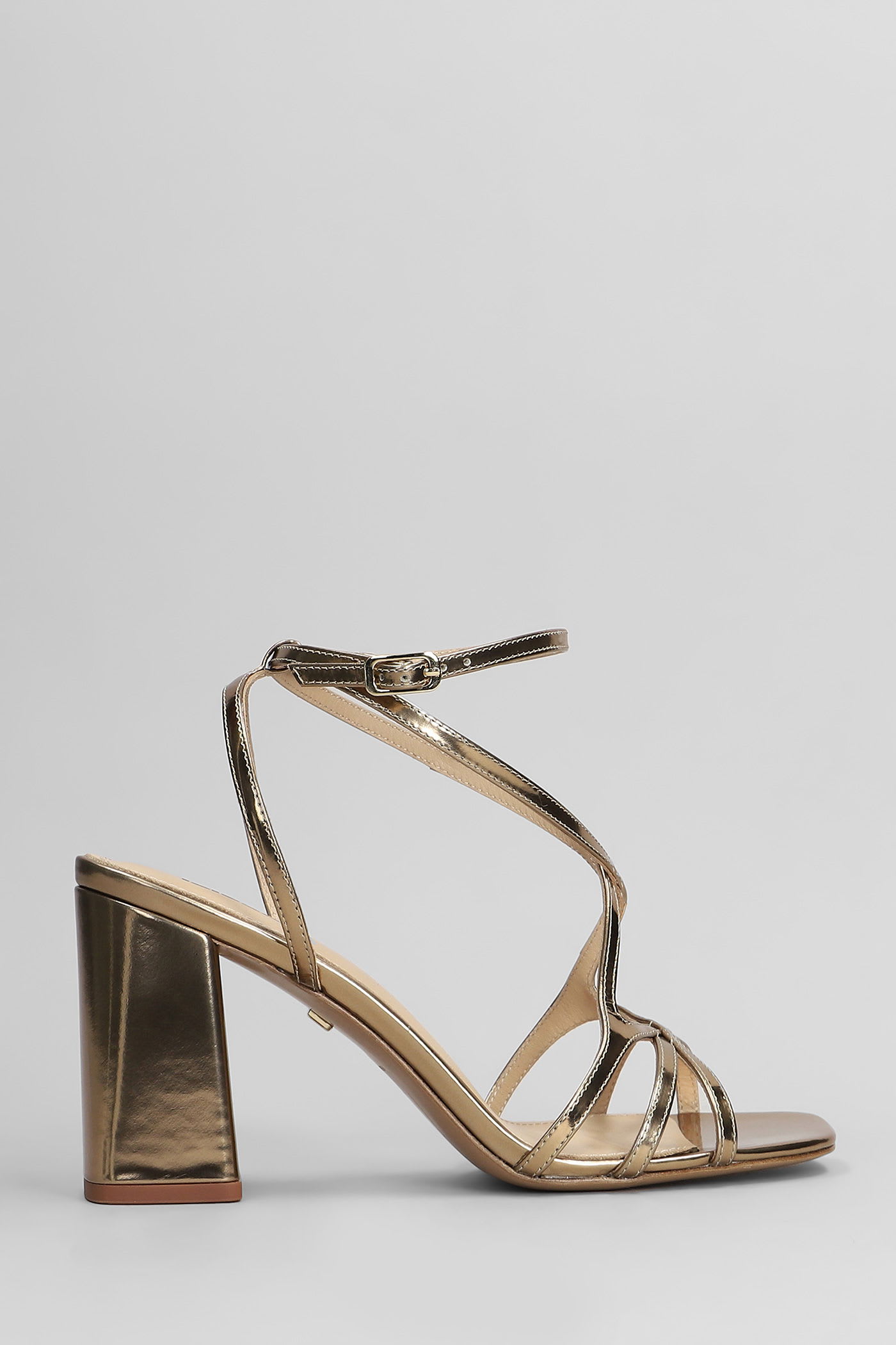 Angela 85 Sandals In Gold Leather