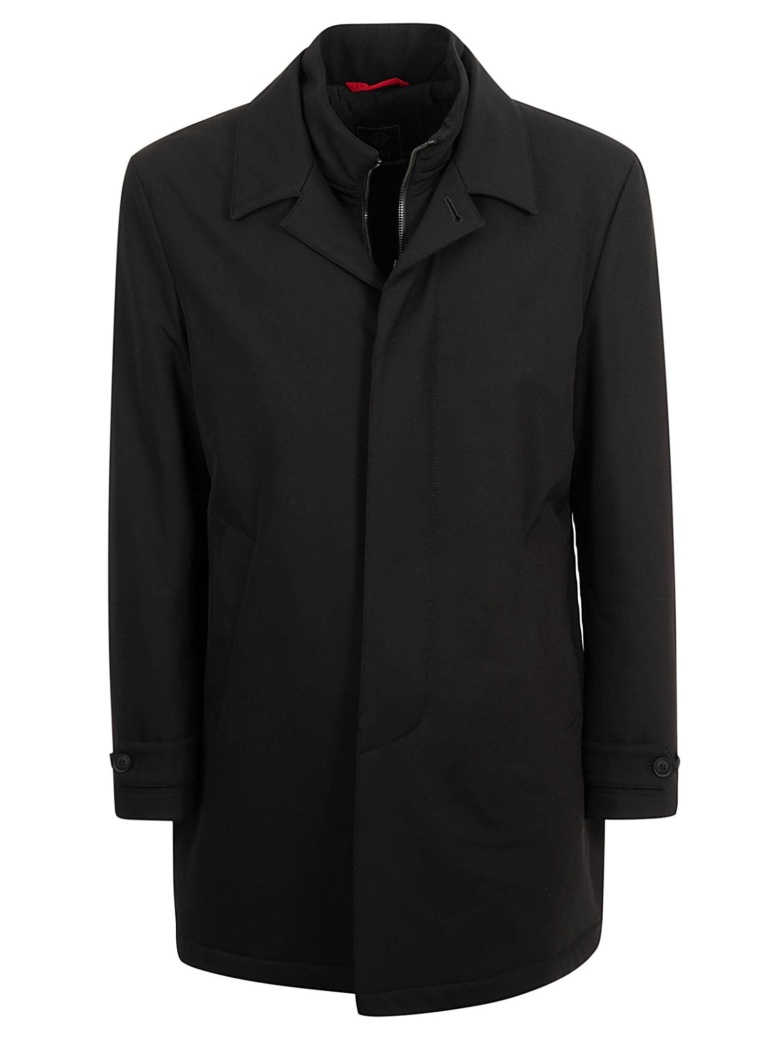 Fay Padded Stretch Technical Twill Coat In Black