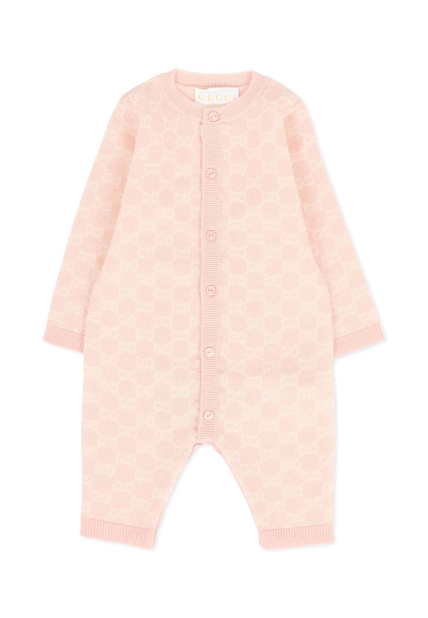 Gucci Pink Babygrow For Baby Girl With Gg In Pink