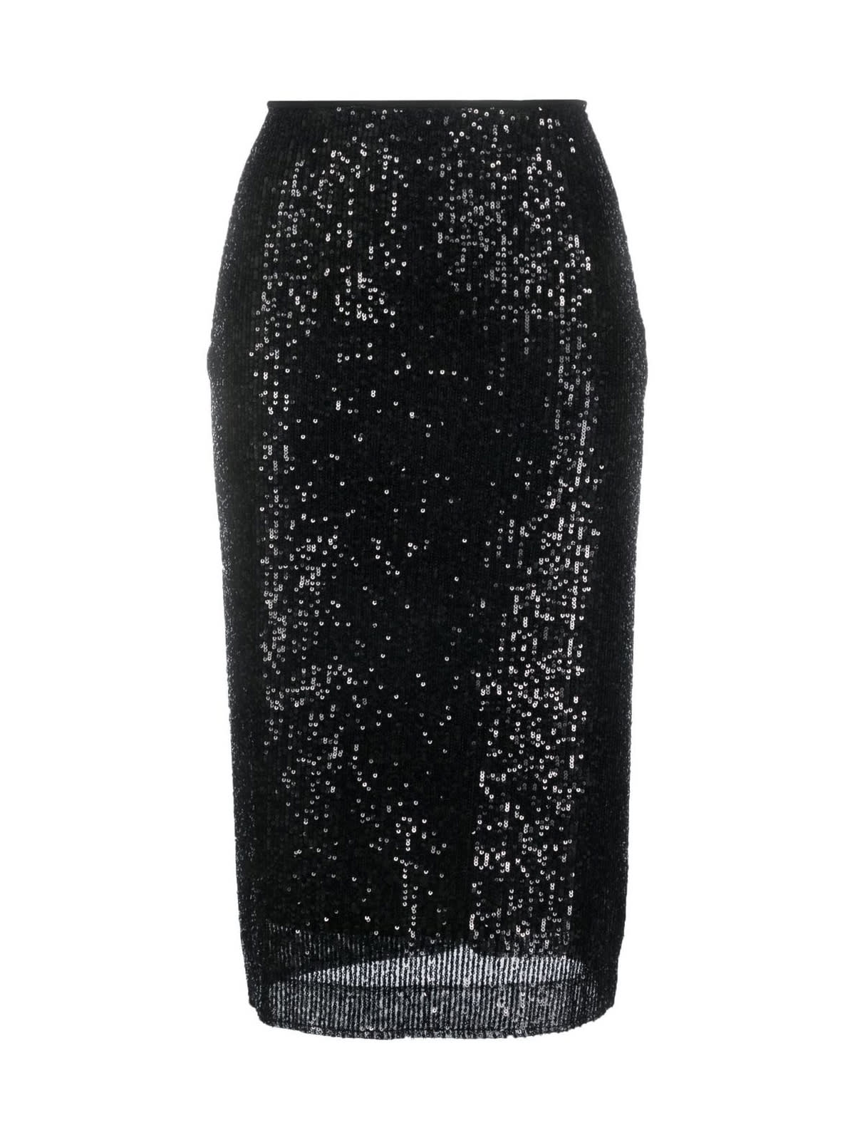 Seventy Sequin-embellished Midi Skirt In Black