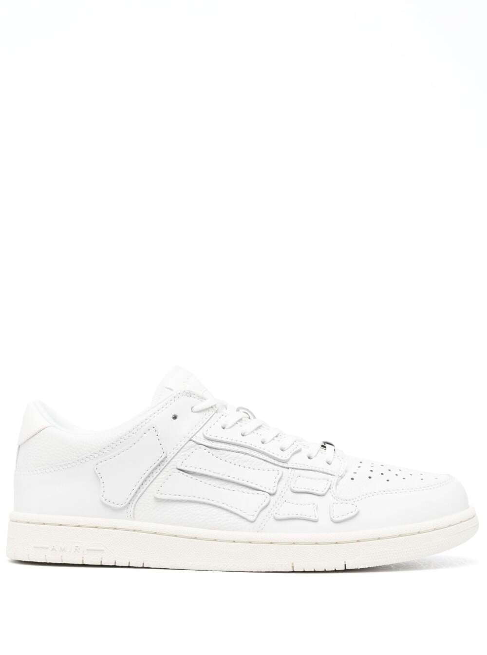 Shop Amiri Skel Top Low White Sneakers With Skeleton Patch In Leather Man