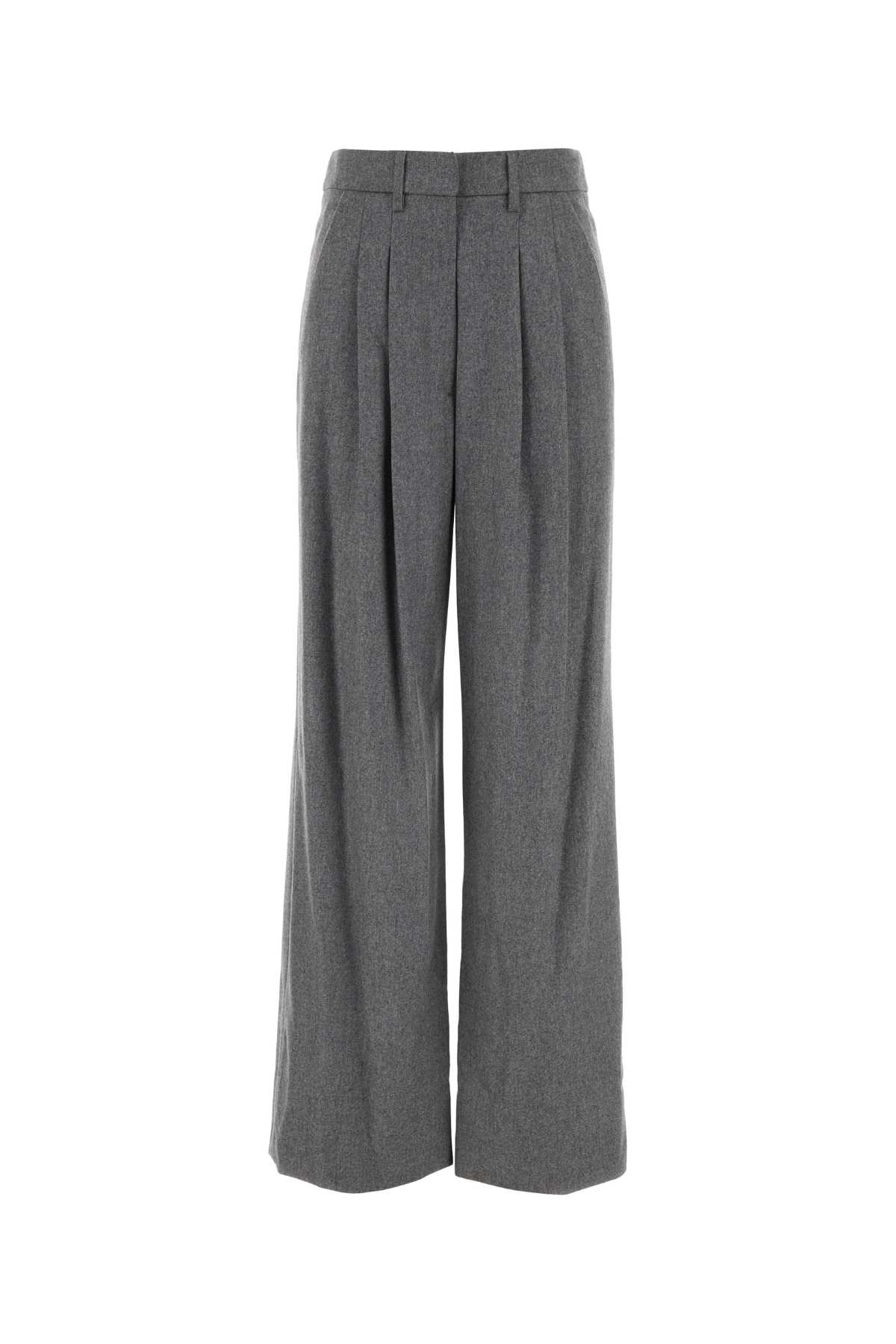 Shop Pt Torino Melange Grey Stretch Wool Blend Wide-leg Pant In Grigio