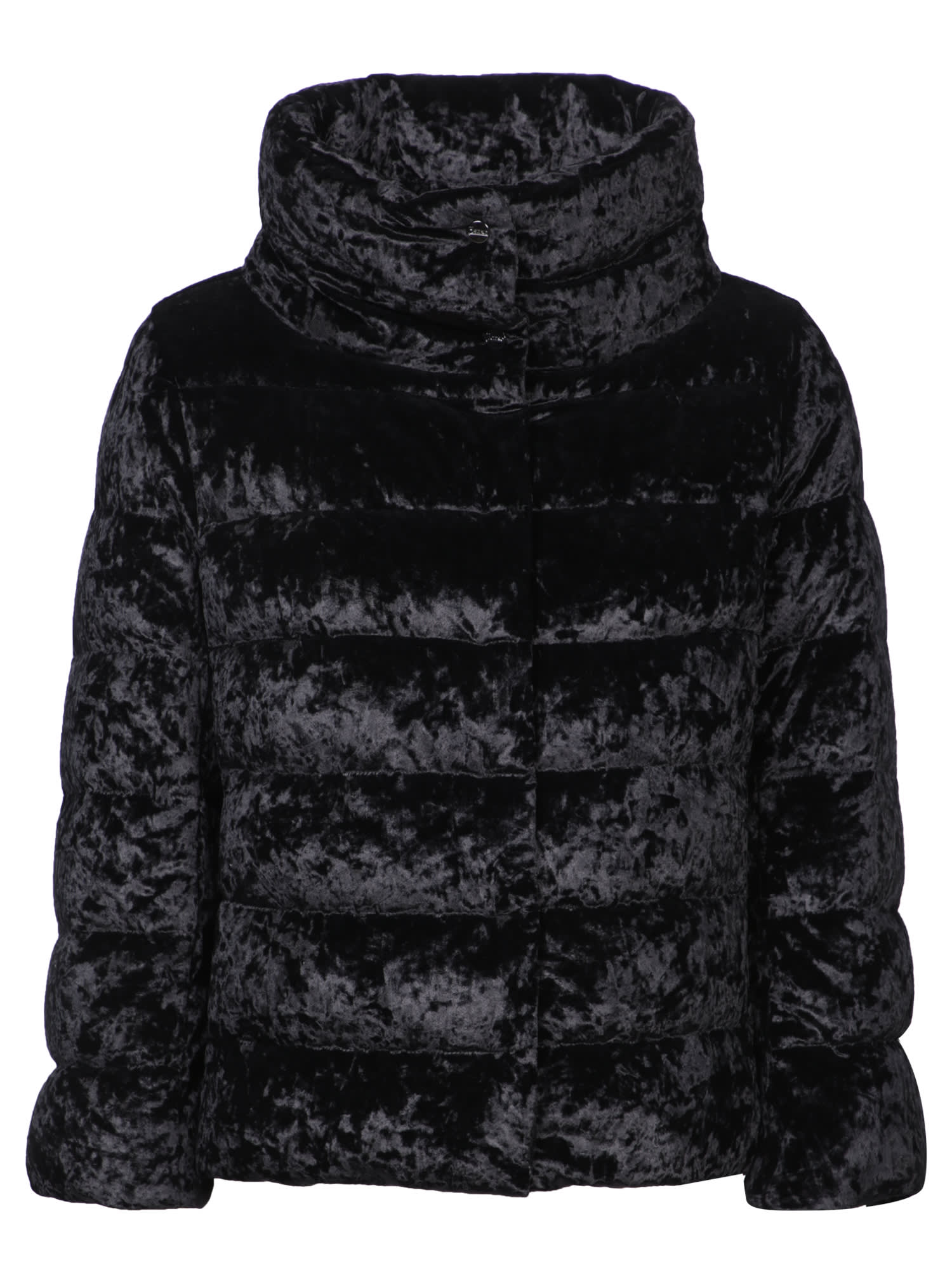 Herno Black Velvet Cropped Cape