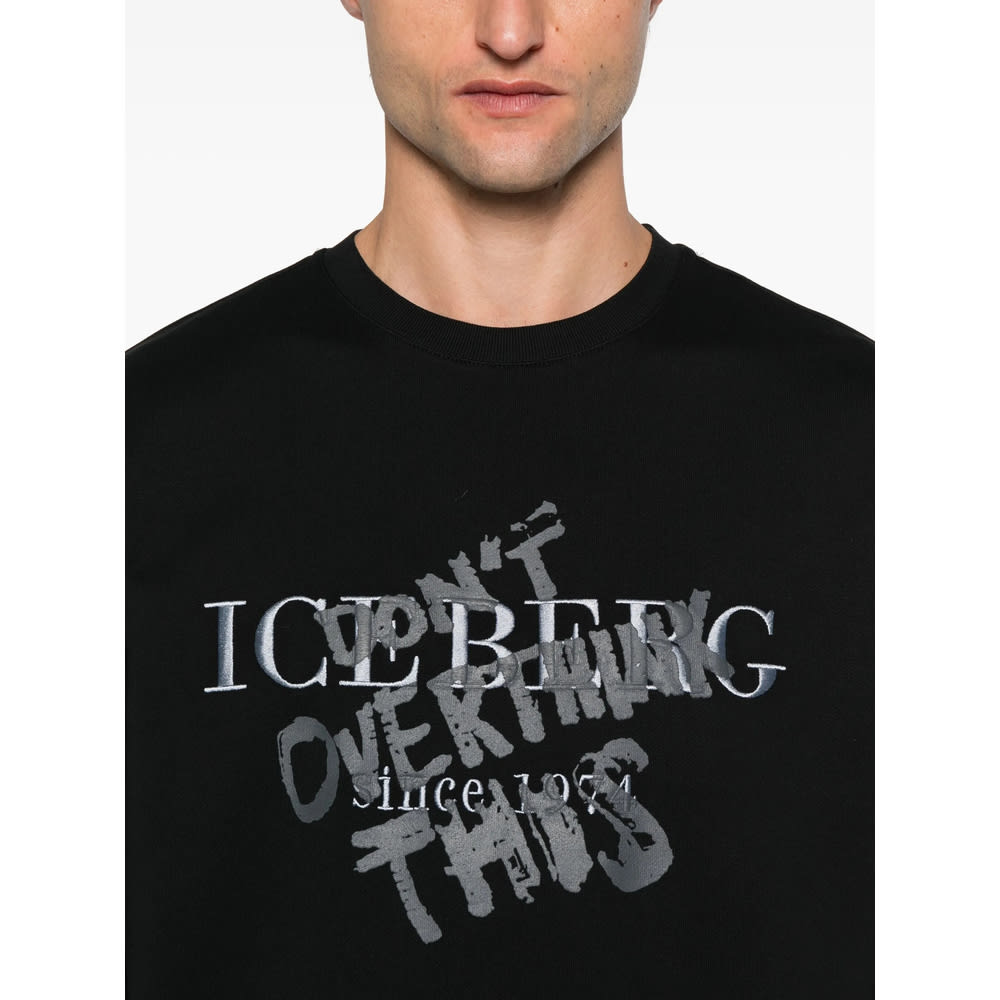 Iceberg Logo-print Cotton Sweatshirt In Black