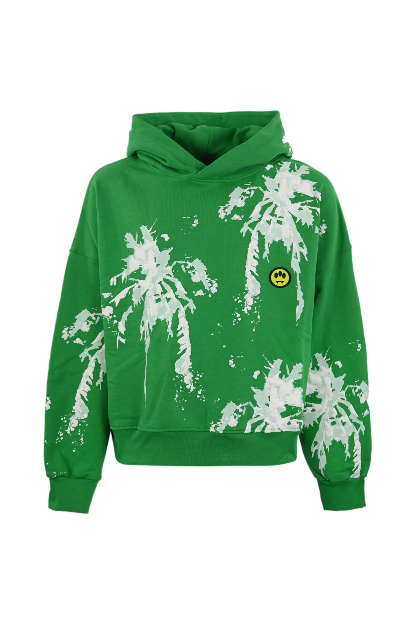 Shop Barrow Cotton Sweatshirt With 3d Palms Print In Fern Green