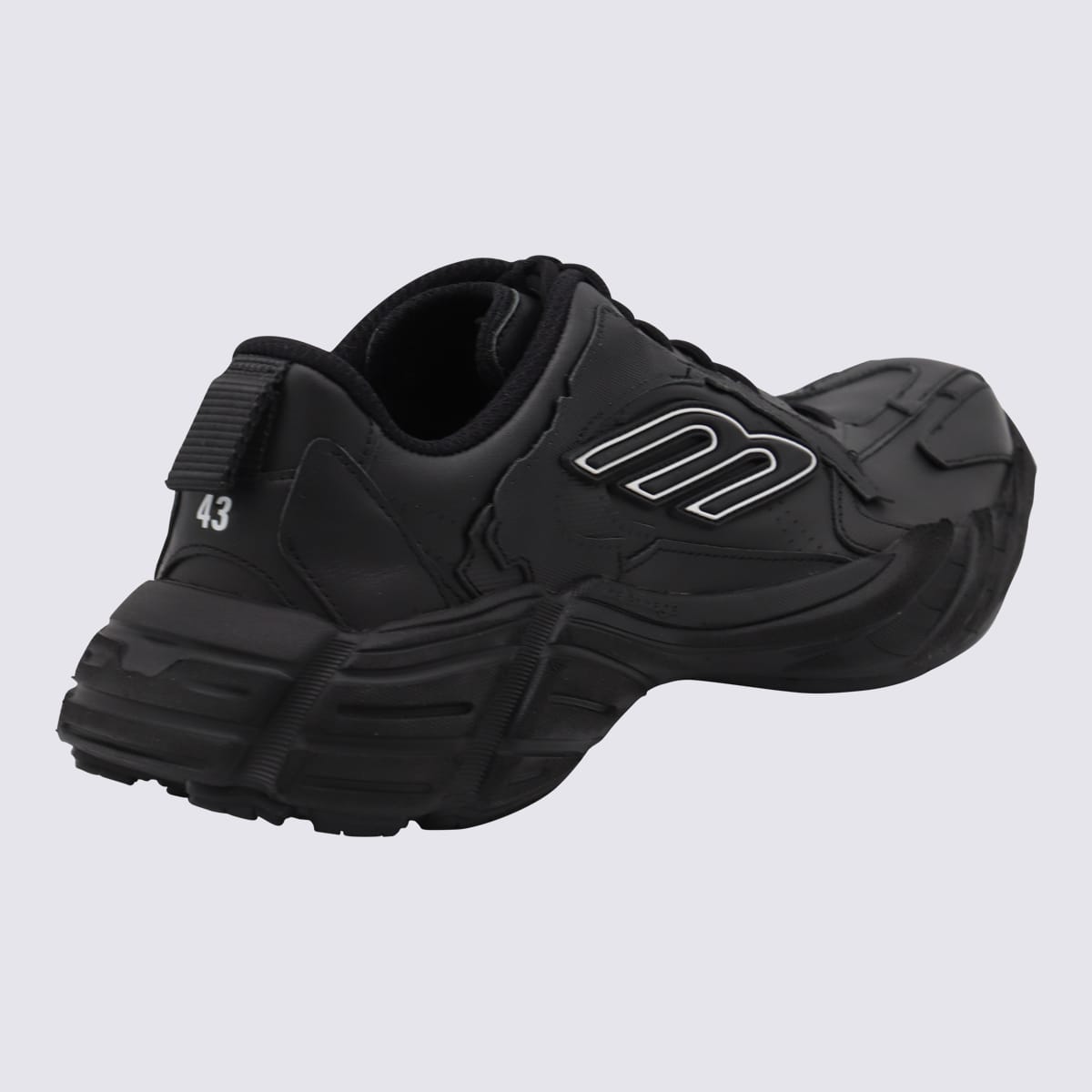 Balenciaga Black Leather Monday Sneakers In Black